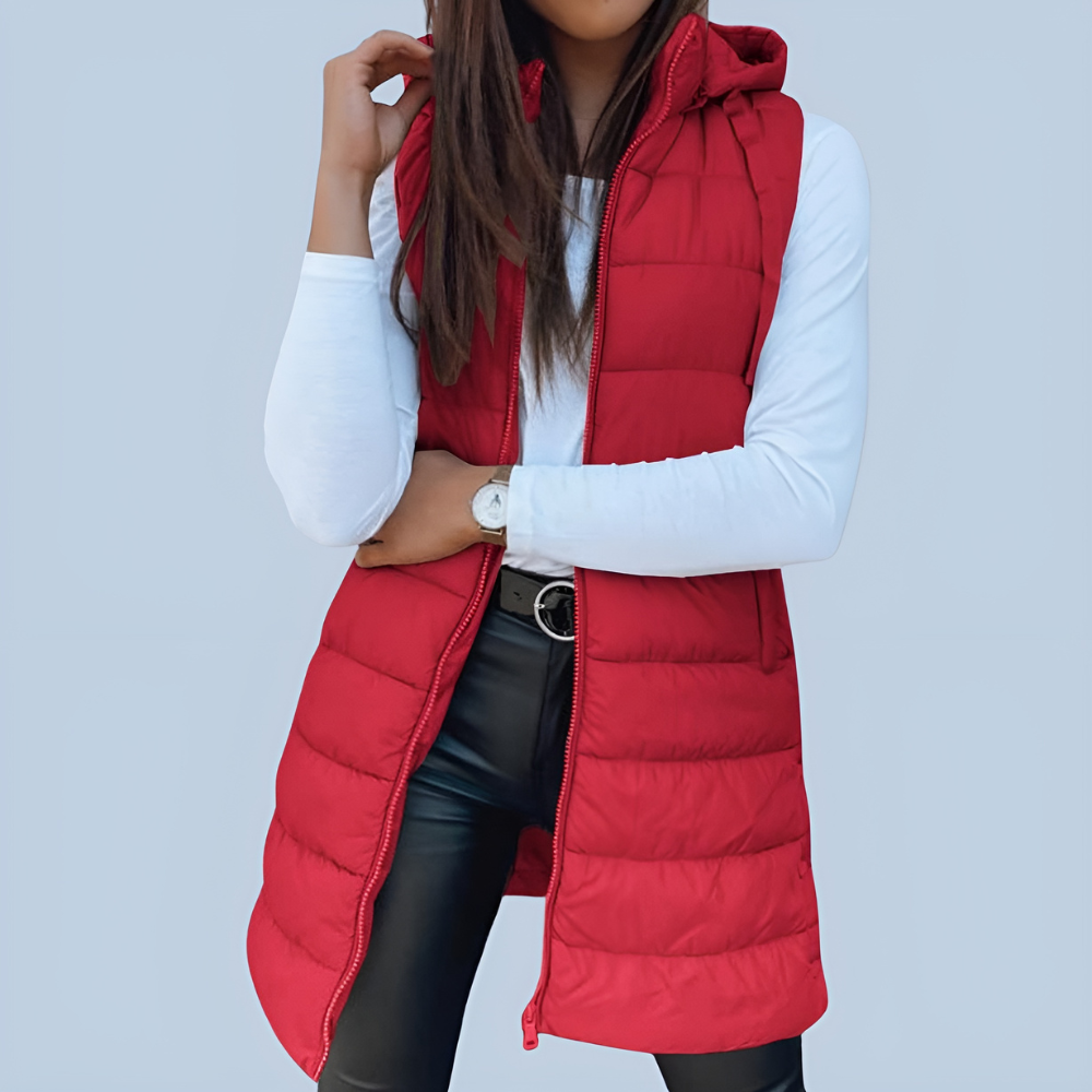 Women Long Hooded Puffer Vest
