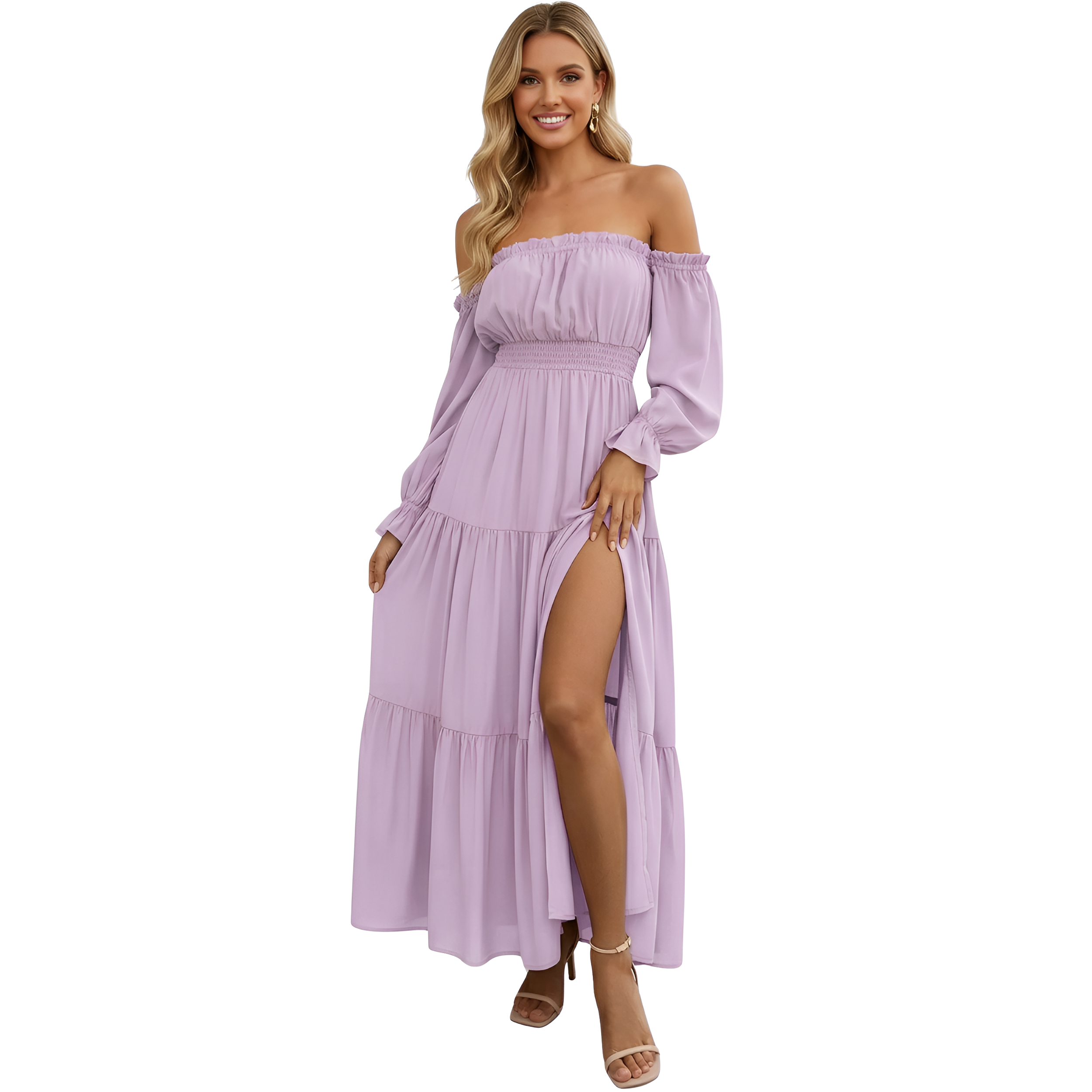 Long Sleeve Smocked Tiered Maxi Dress