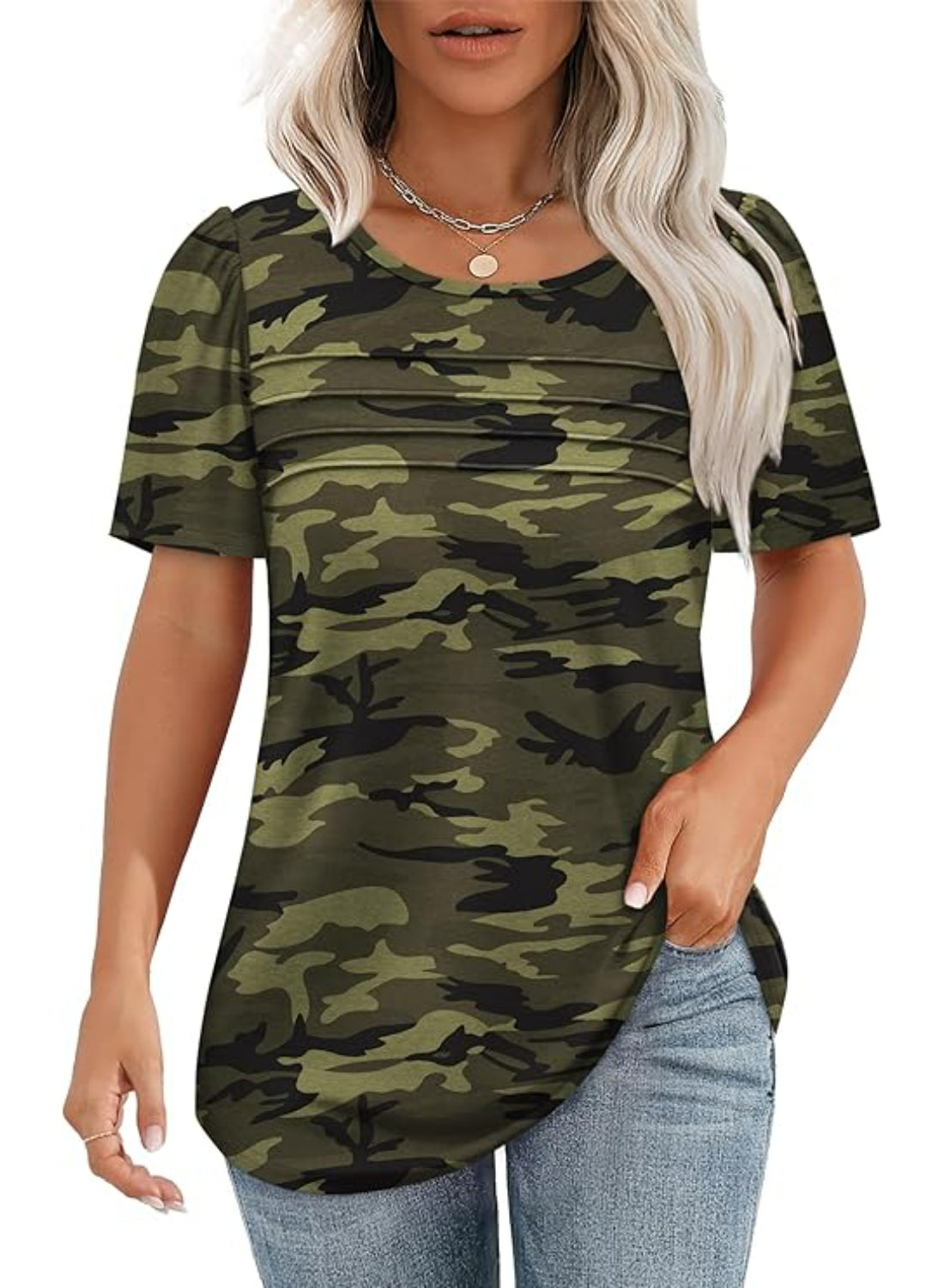 Printed Stripe Scoop Tops for Women With Short SleevesPrinted Stripe Scoop Tops for Women With Short Sleeves - Image 5