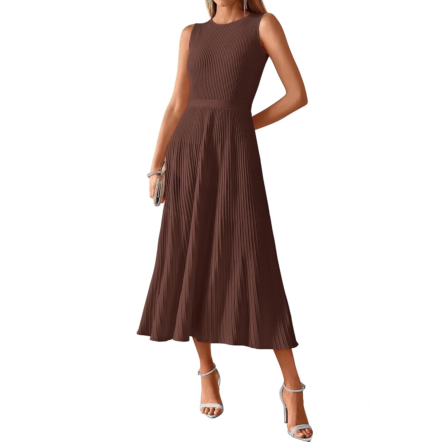 Casual Midi Sleeveless Pleated Dress For Women
