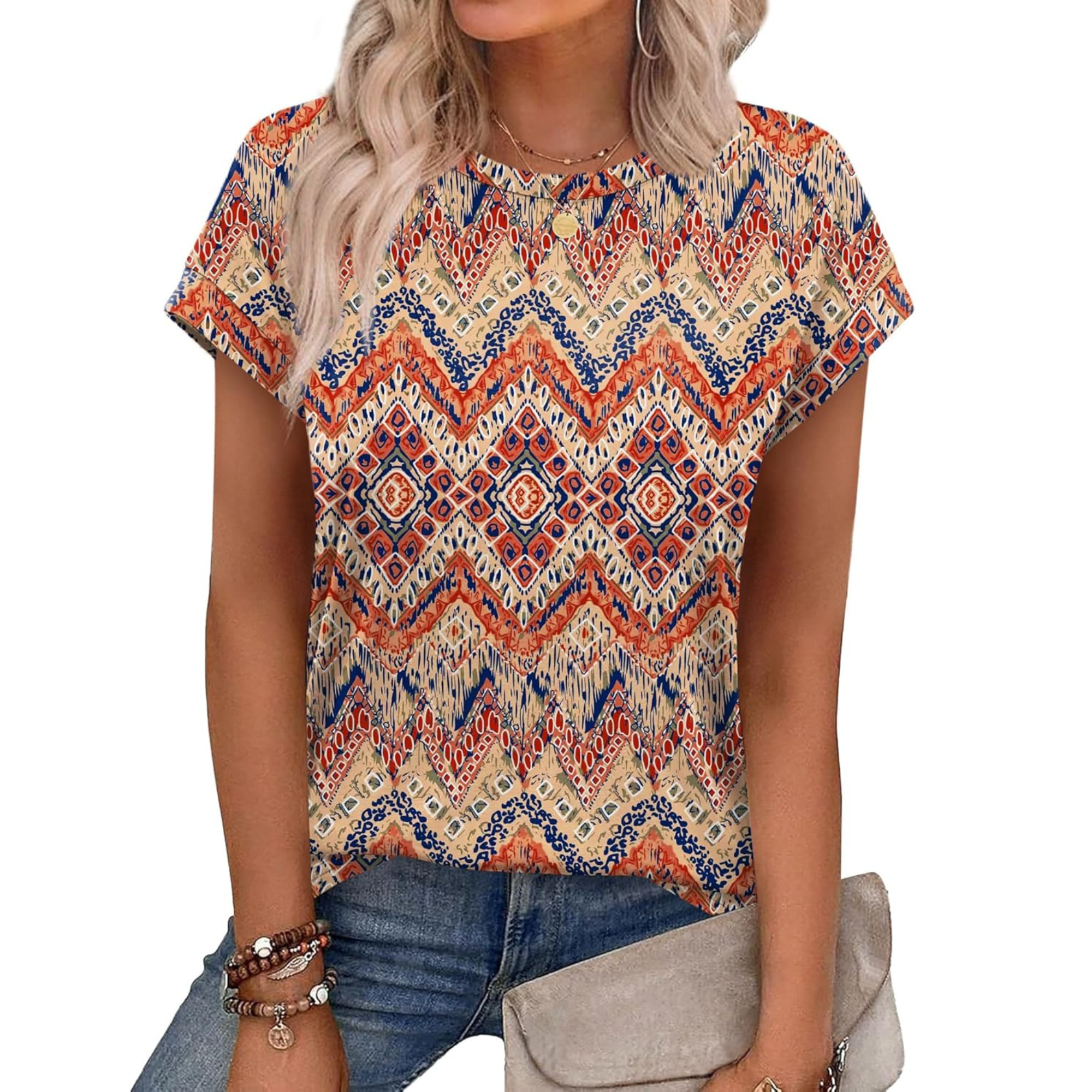 Womens Summer Tops Short Sleeve Shirts Crew Neck Tshirt Cute Trendy Tunic Blouses