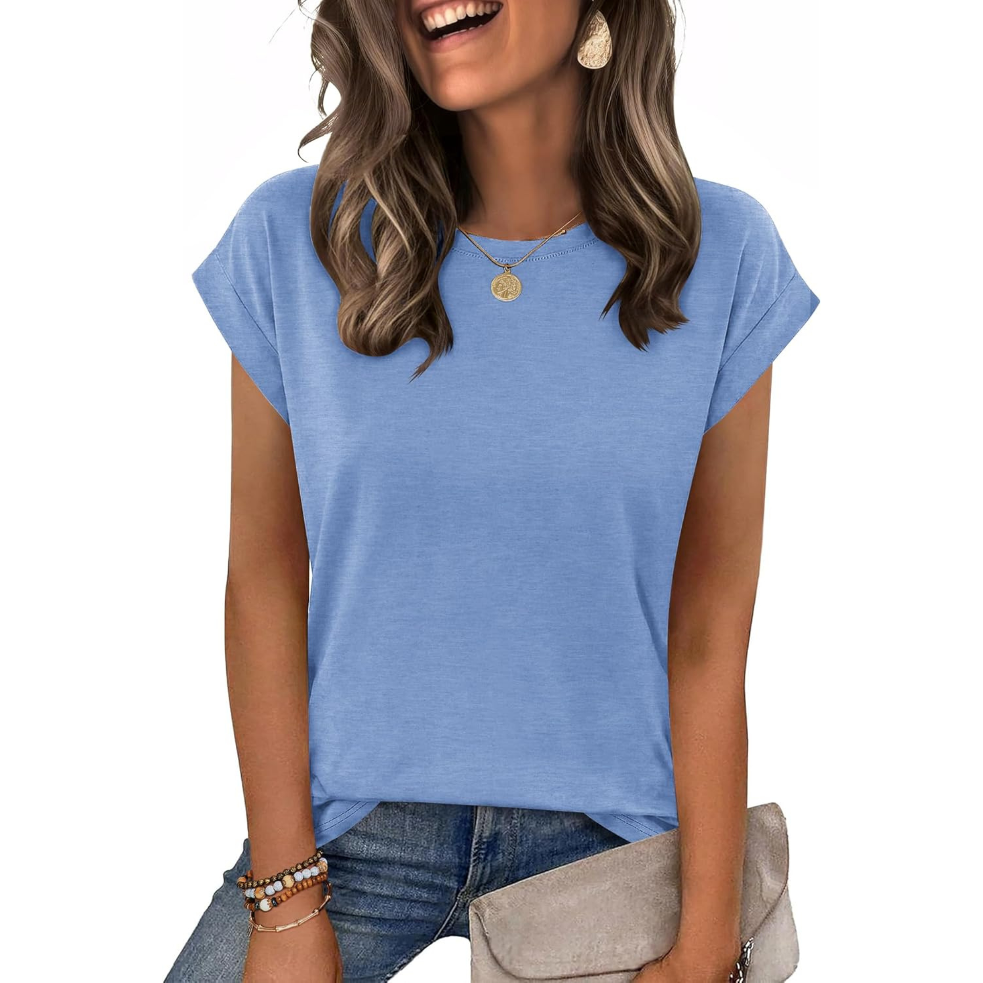 Womens Tops Summer Casual Cap Sleeve Tshirts Shirts Business Dressy Spring Fashion Outfits Trendy Clothes