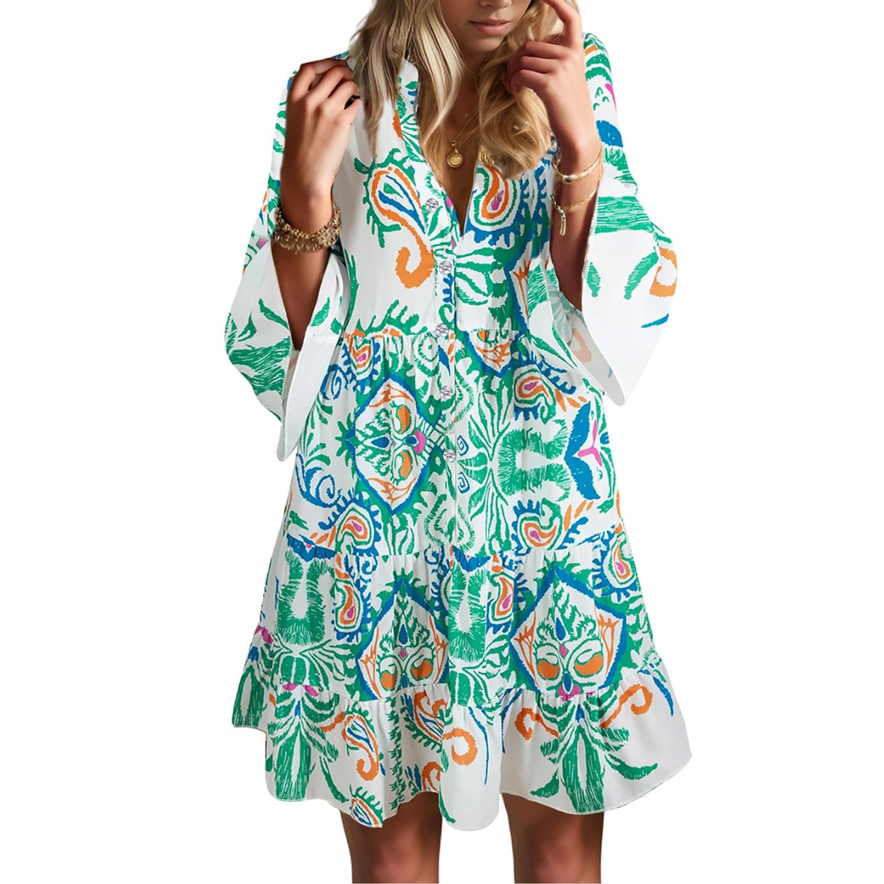 Casual Flowy Ruffle Sleeve Babydoll Dress For Women