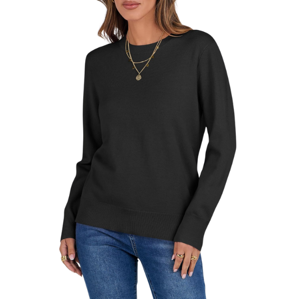 Women Long Sleeve Lightweight Crewneck Soft Basic Knit Loose Fit Pullover Top 2025 Fall Trendy Outfits