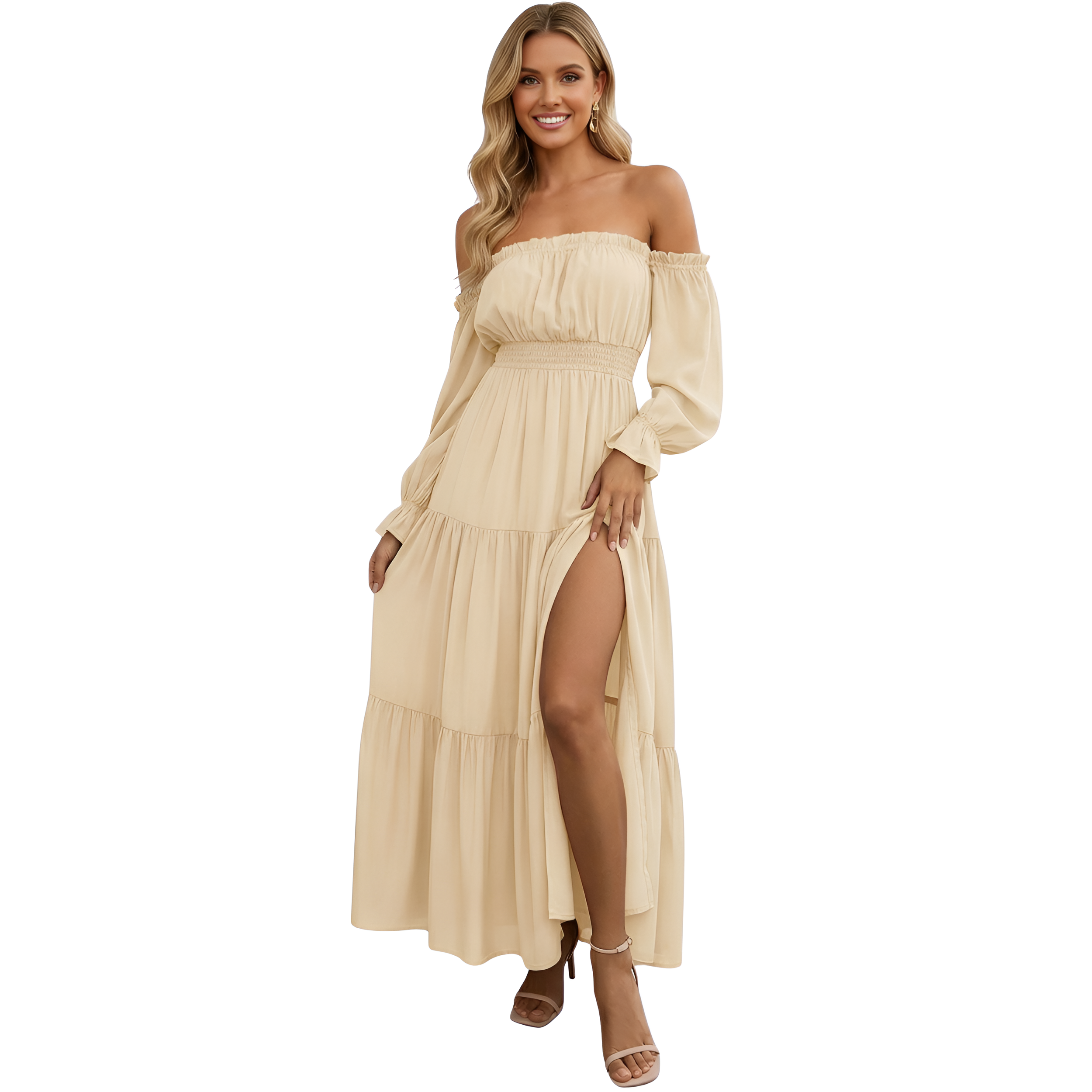 Long Sleeve Smocked Tiered Maxi Dress