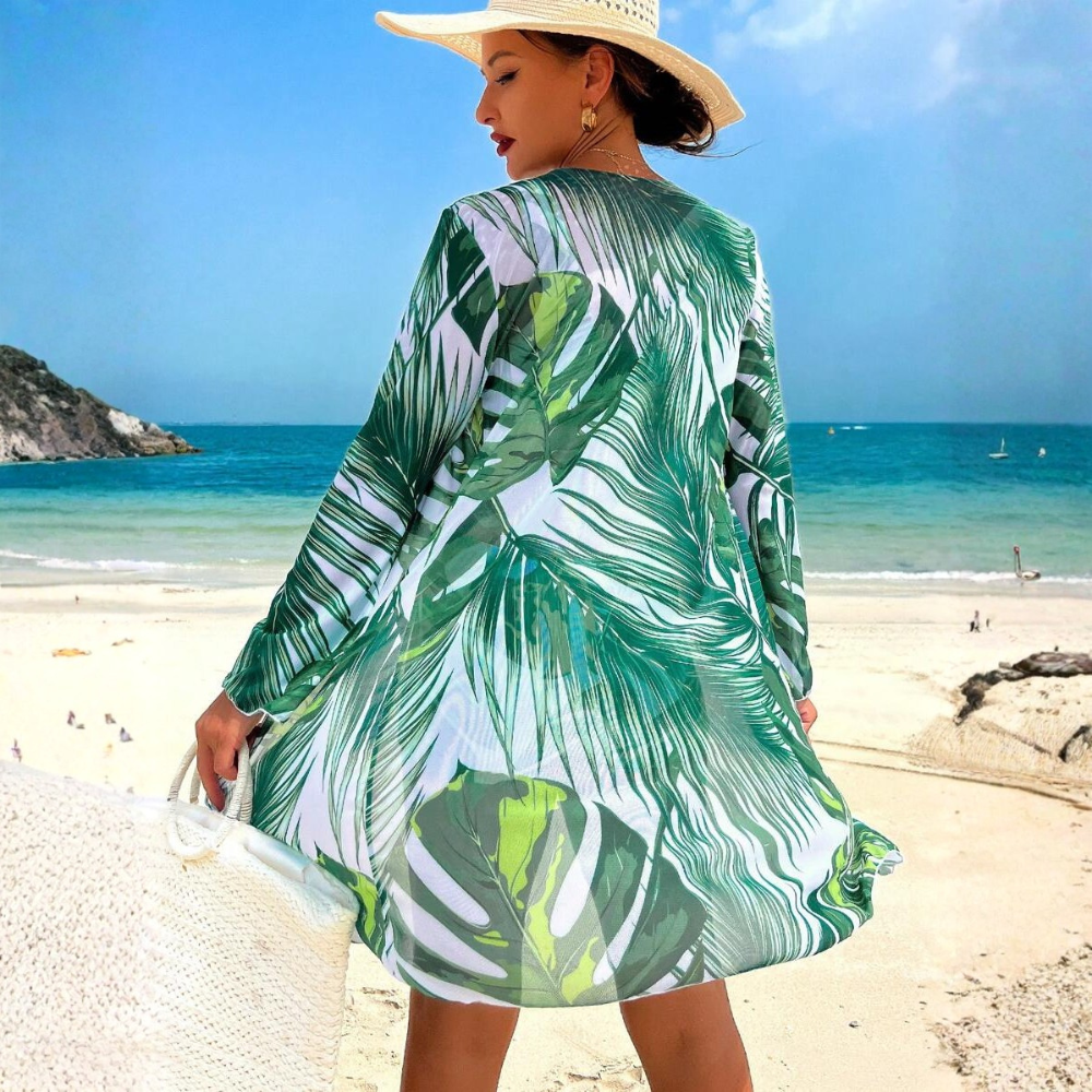 Tropical Plant Print Matching Swimwear Sets