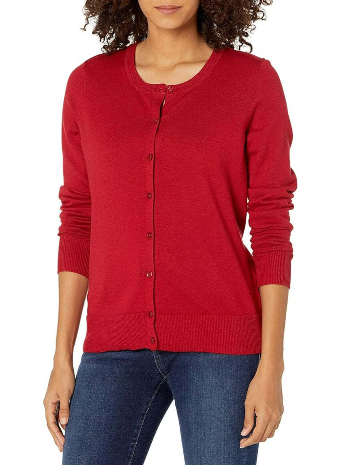 Lightweight Button Front Cardigan Long Sleeve Cotton Blend Knit