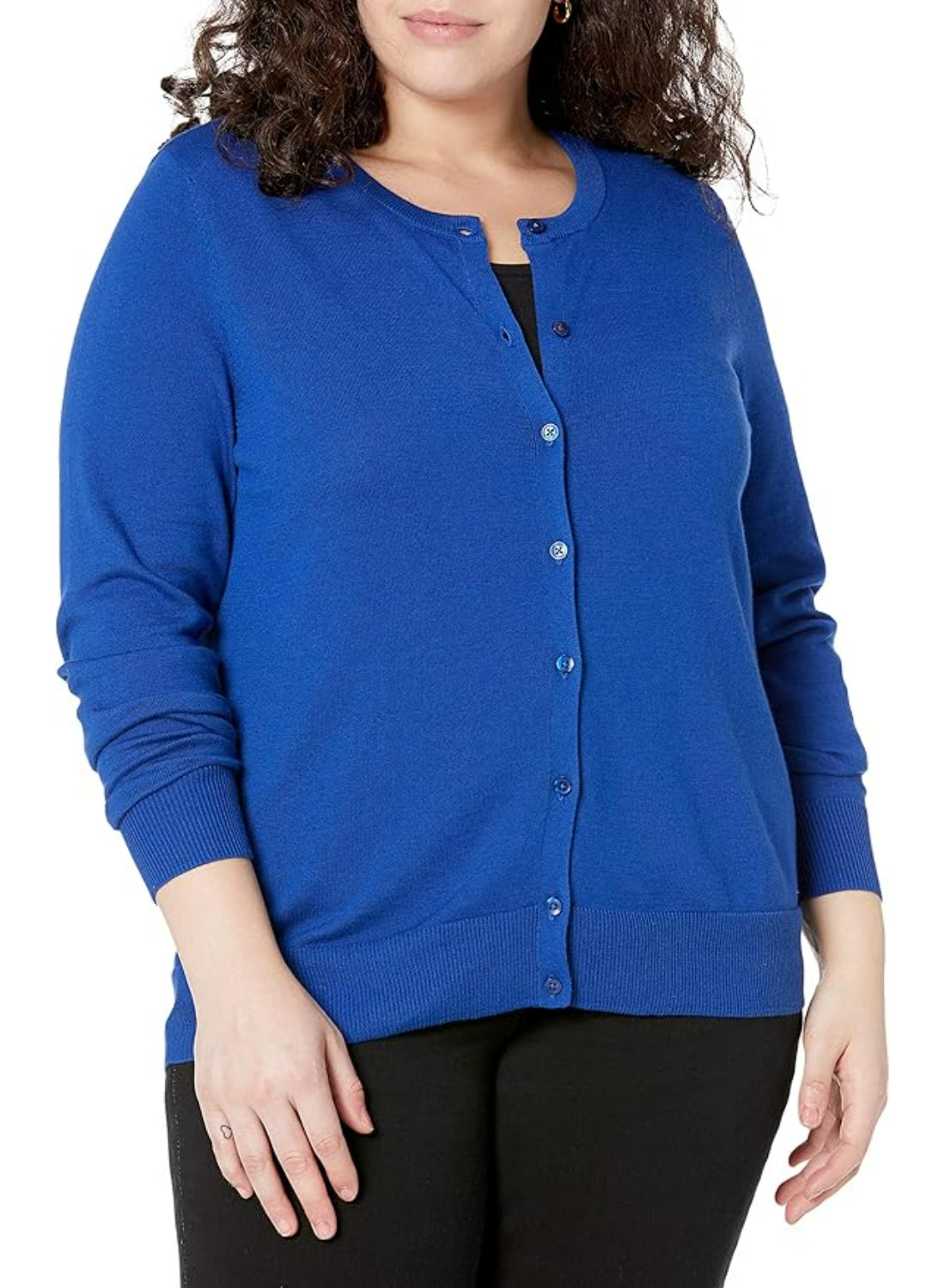 Lightweight Button Front Cardigan Long Sleeve Cotton Blend Knit