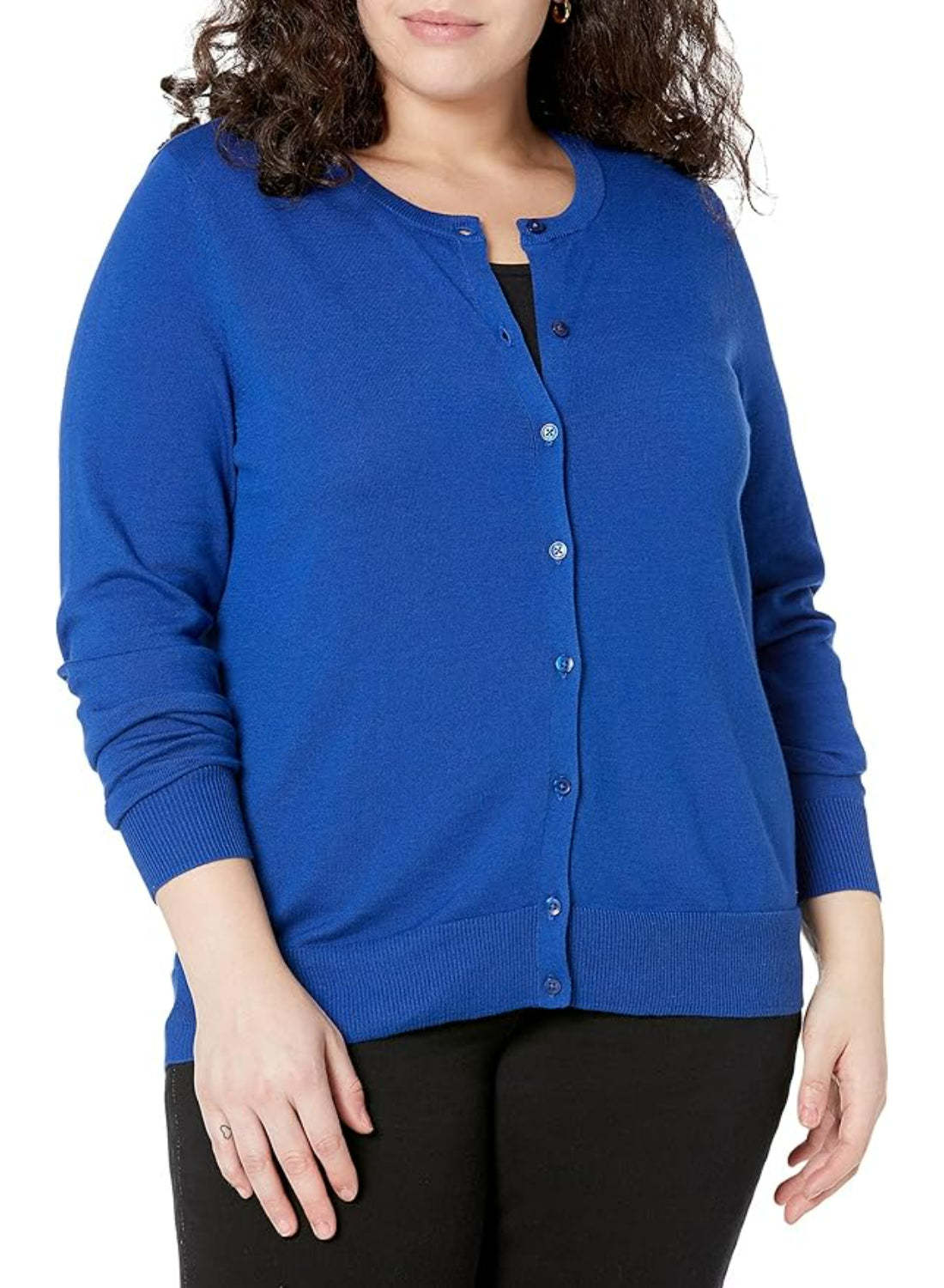 Lightweight Button Front Cardigan Long Sleeve Cotton Blend Knit