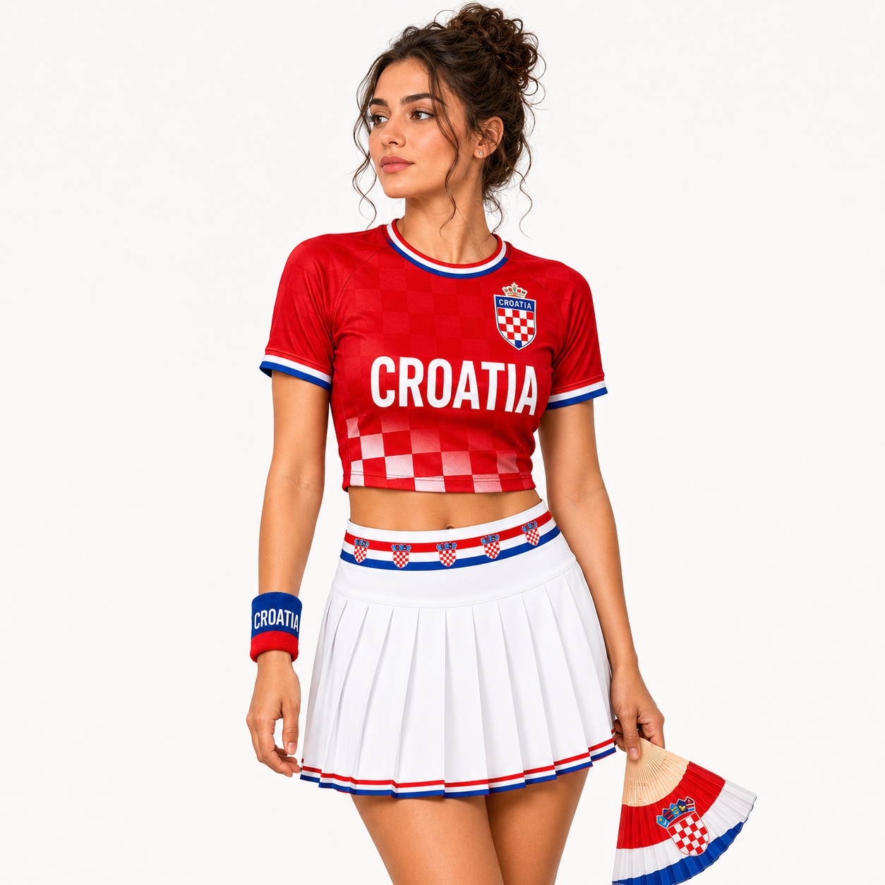 FIFA 2026 Croatia Football Themed Two Piece Skirt Set For Women