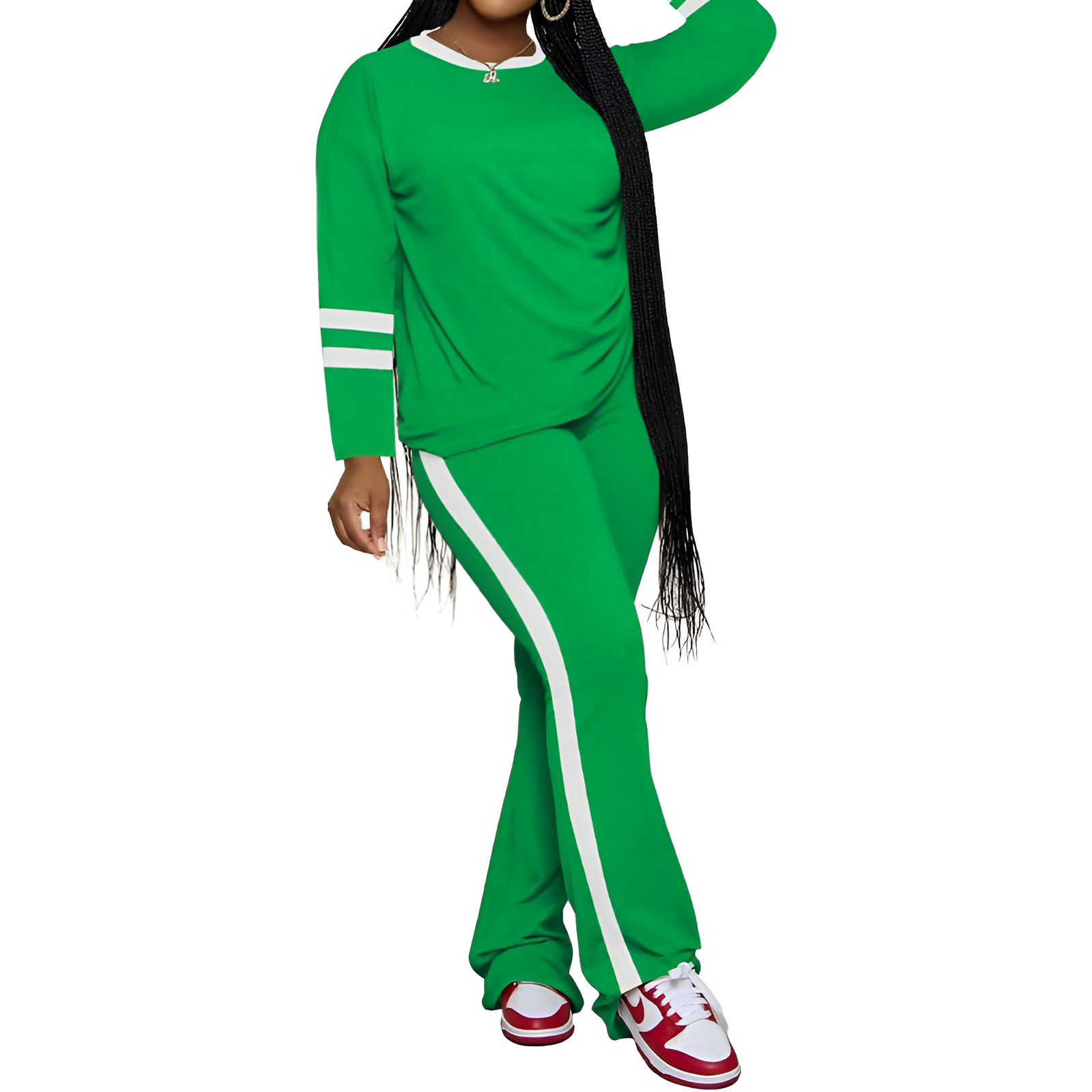 Two Piece Lounge Sets For Women With Long Sleeve Casual Top And Flare Pants