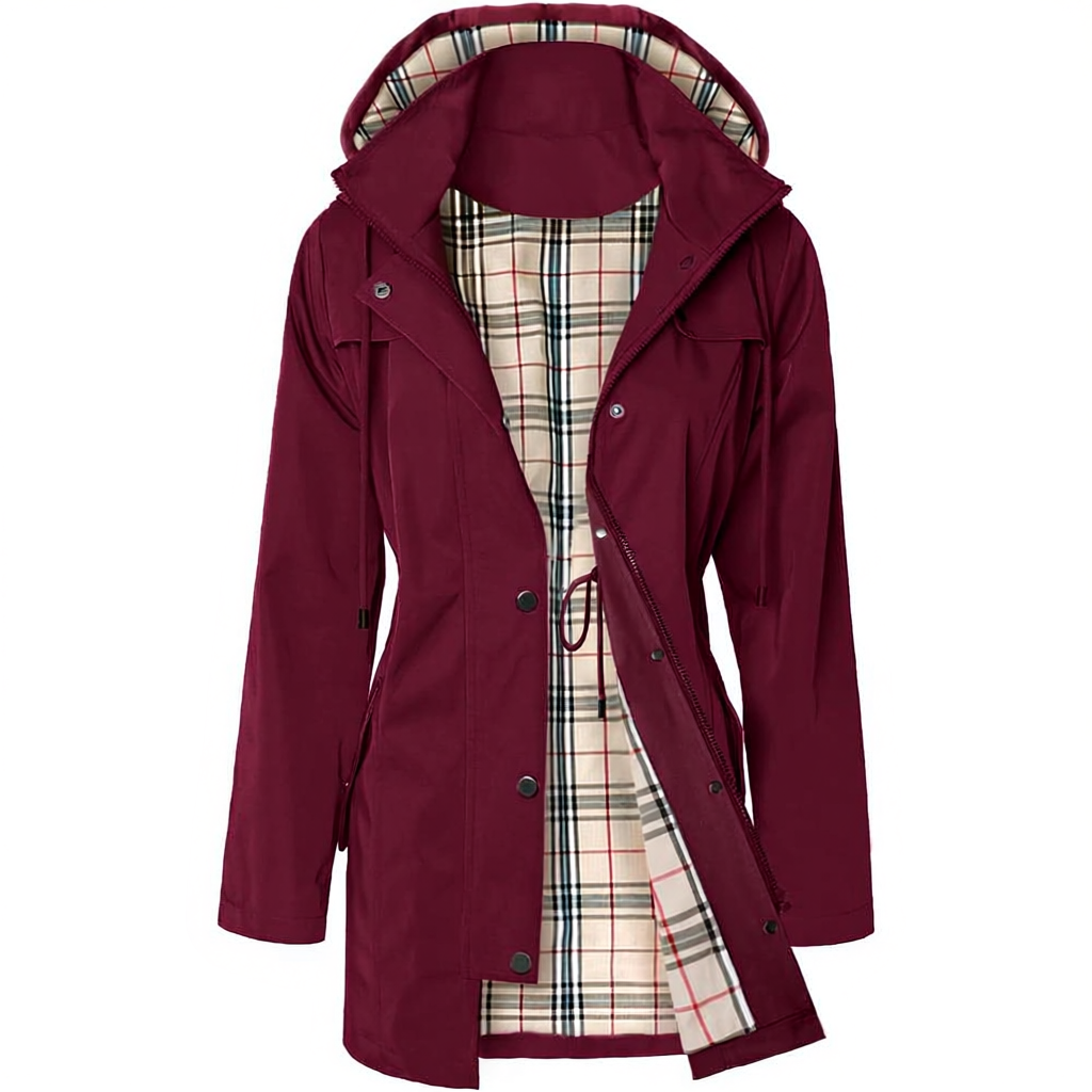 Women Long Hooded Rain Jacket