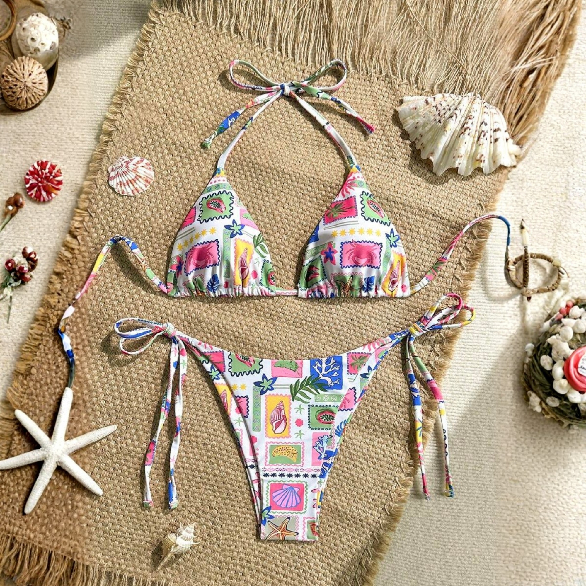 All Over Print Drawstring Beach Shorts Men Swim Trunks With One Piece Swimsuit Couple Set