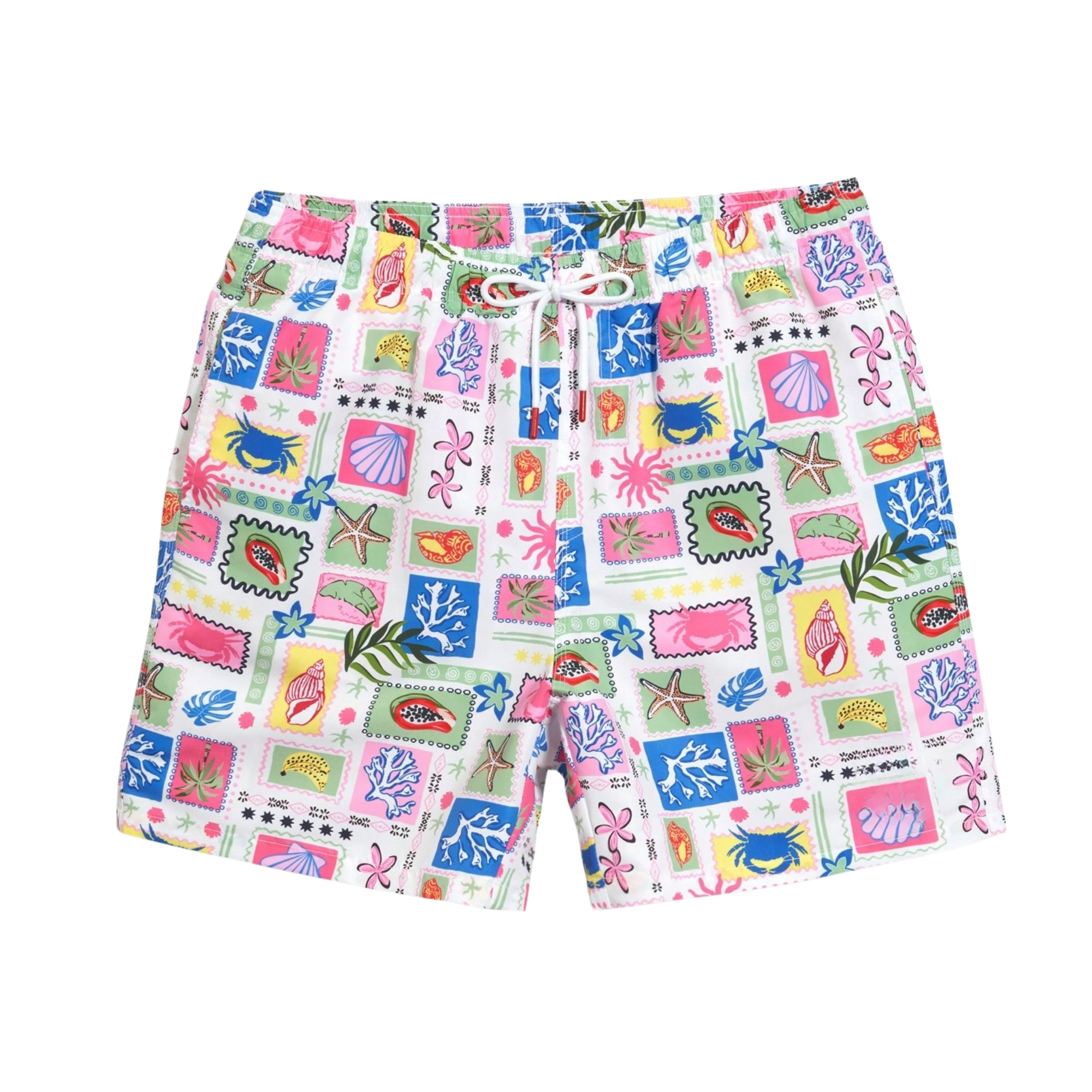 All Over Print Drawstring Beach Shorts Men Swim Trunks With One Piece Swimsuit Couple Set
