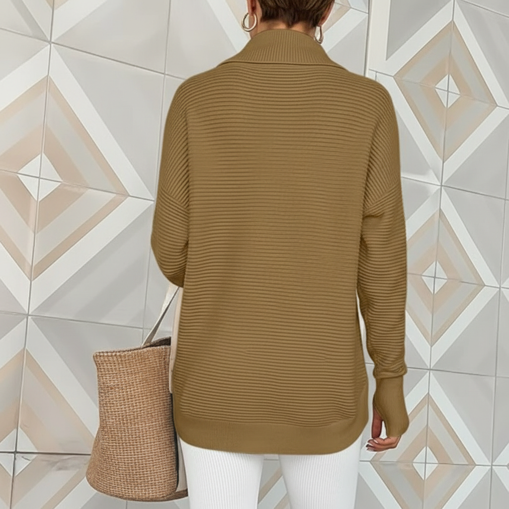 Long Sleeve Quarter Zip Pullover With Collar For Women