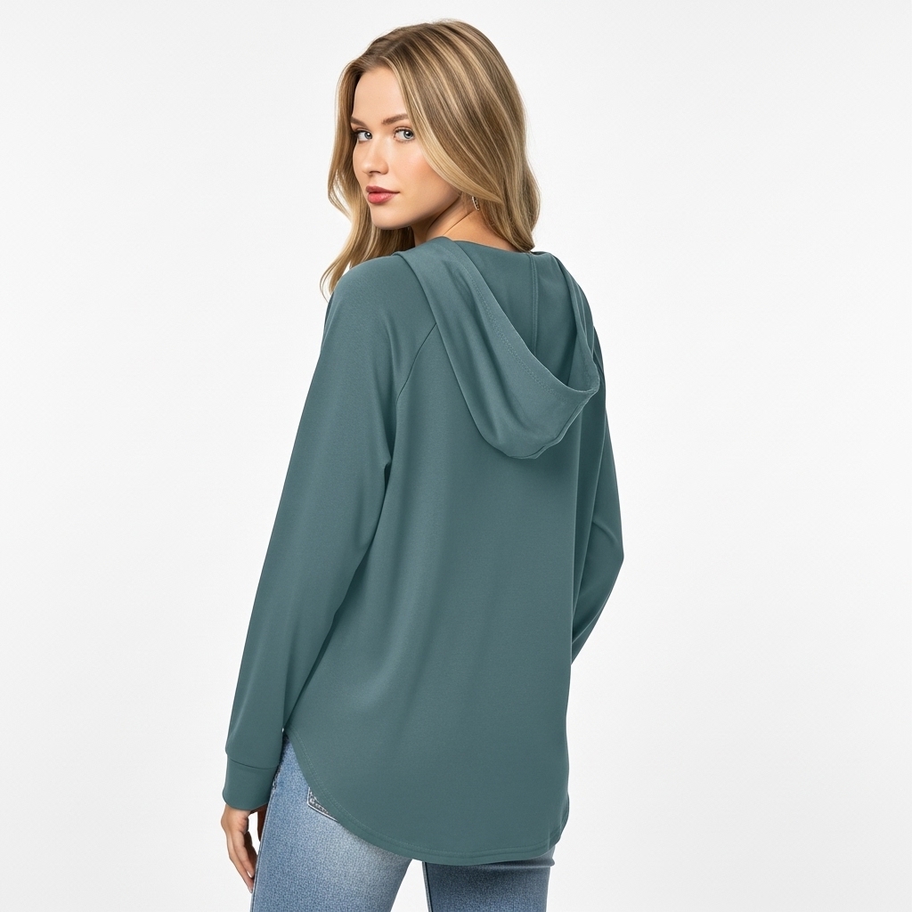 Plaid Tunic Hoodie Loose Fit Pullover