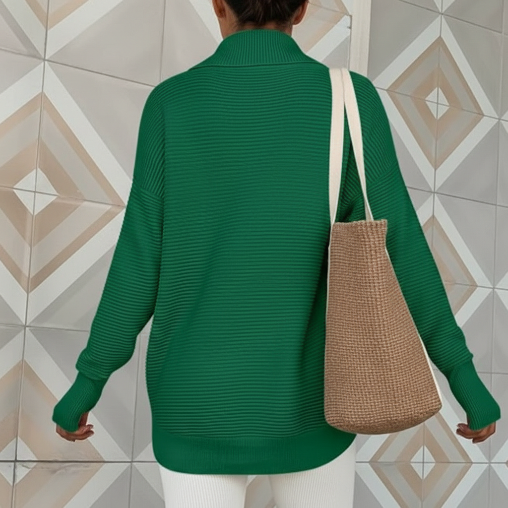 Long Sleeve Quarter Zip Pullover With Collar For Women