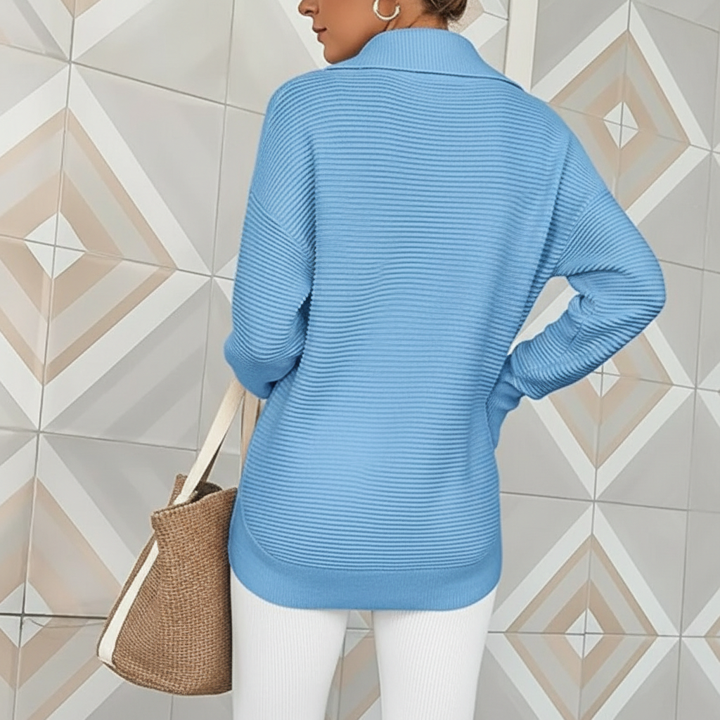 Long Sleeve Quarter Zip Pullover With Collar For Women