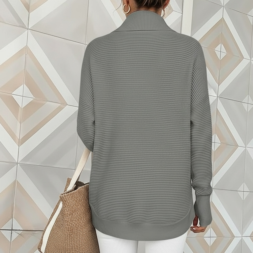 Long Sleeve Quarter Zip Pullover With Collar For Women