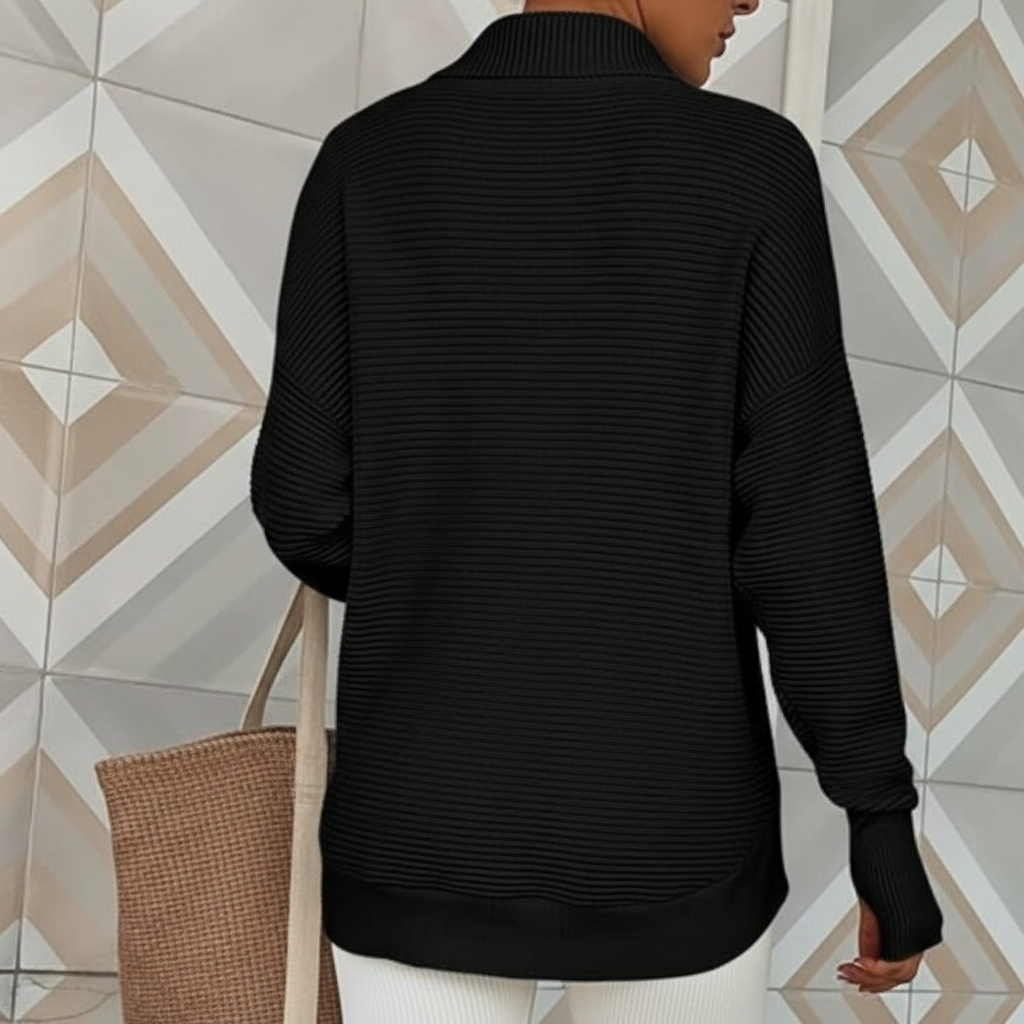 Long Sleeve Quarter Zip Pullover With Collar For Women