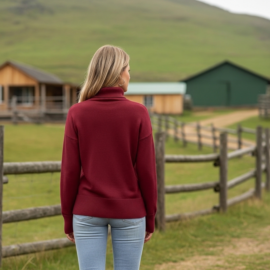 Oversized Chunky Knitted Sweater For Women With High Hem