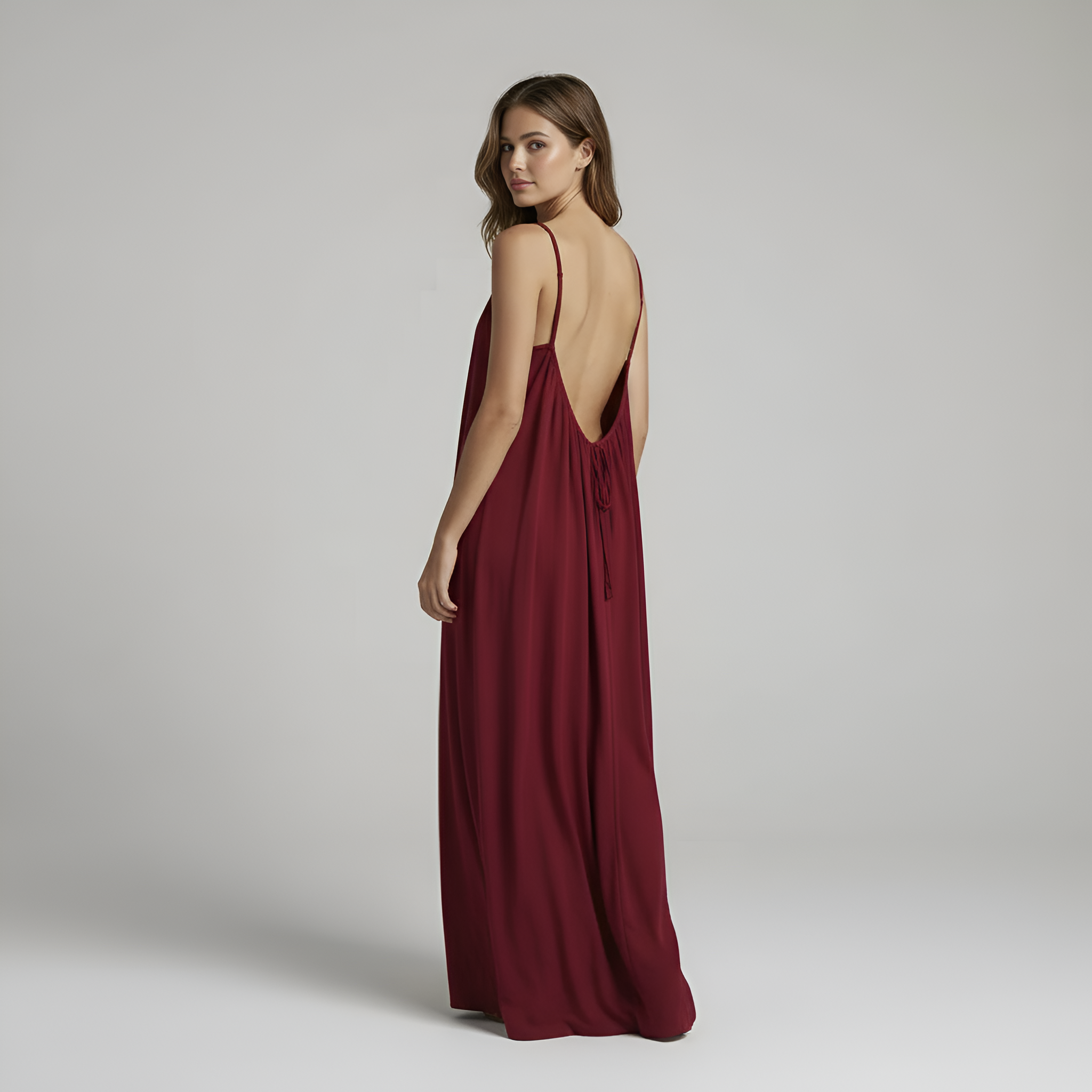 Backless Cami Maxi Dress With Adjustable Straps And Sleeveless Fit For Women