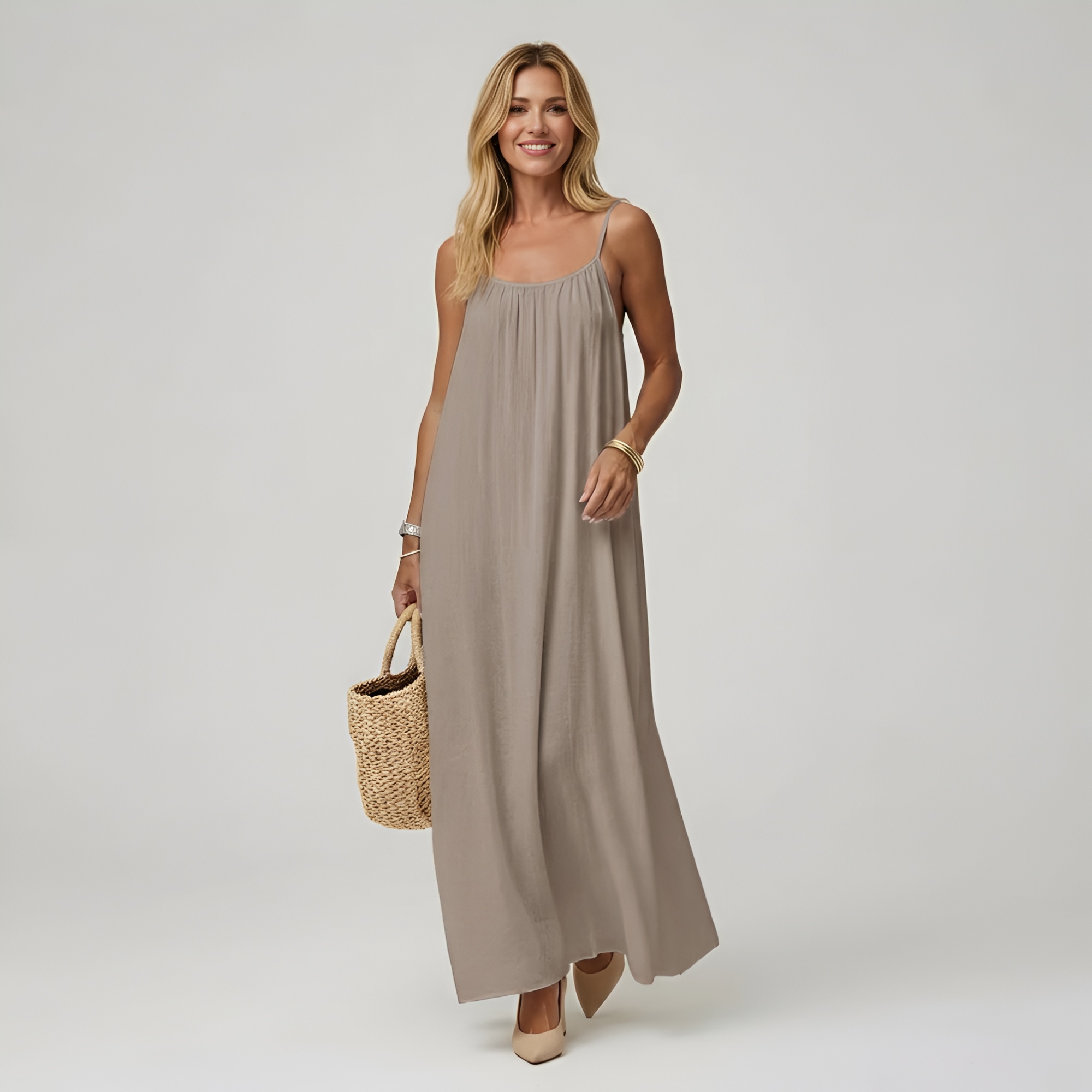 Backless Cami Maxi Dress With Adjustable Straps And Sleeveless Fit For Women