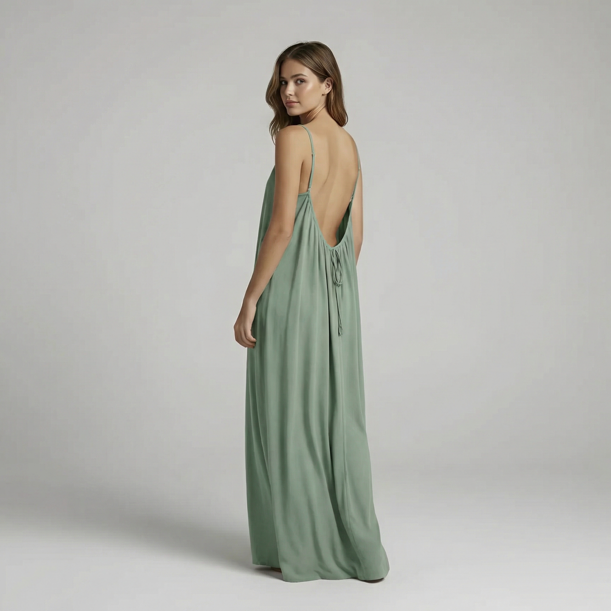 Backless Cami Maxi Dress With Adjustable Straps And Sleeveless Fit For Women