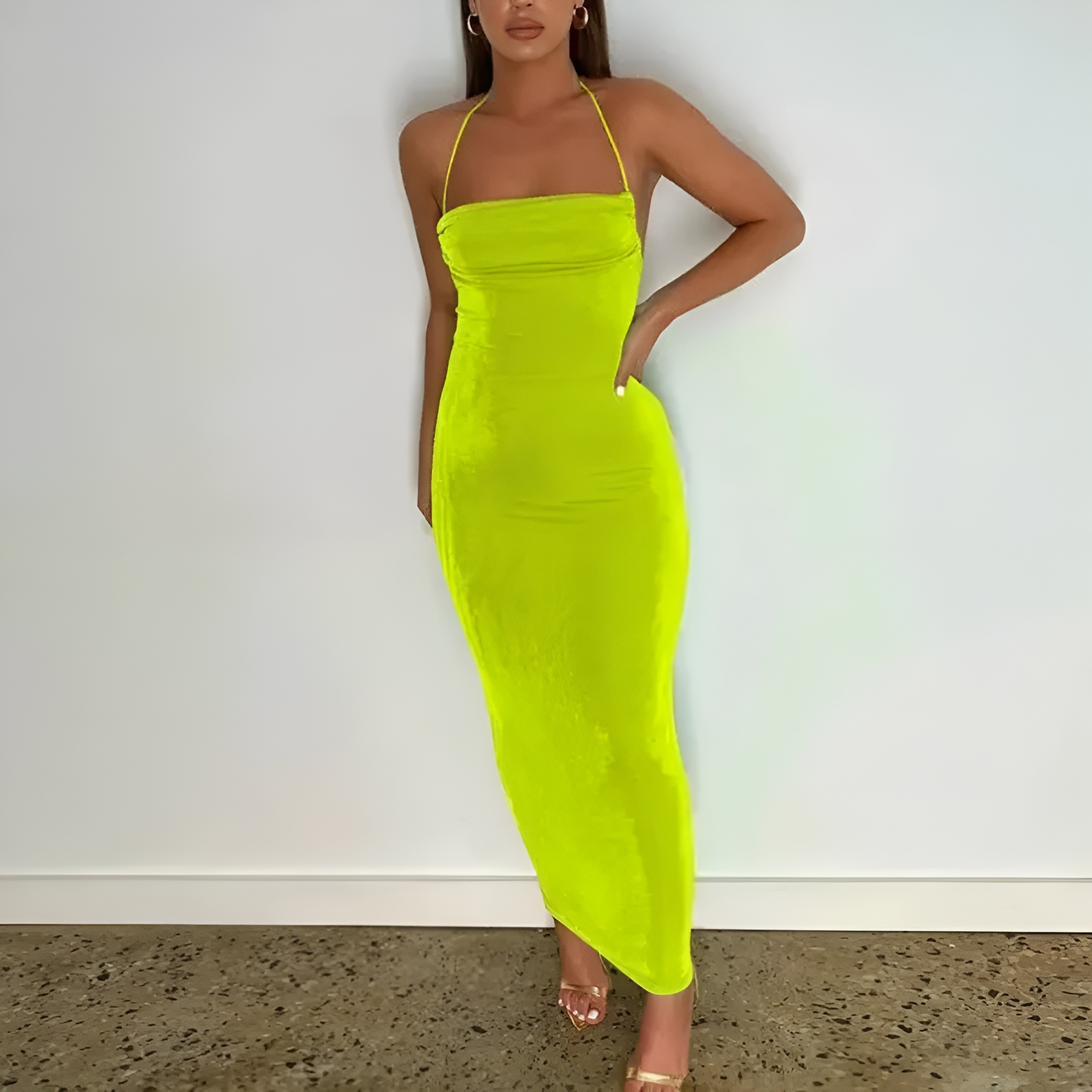 Backless Drape Maxi Dress With Adjustable Straps