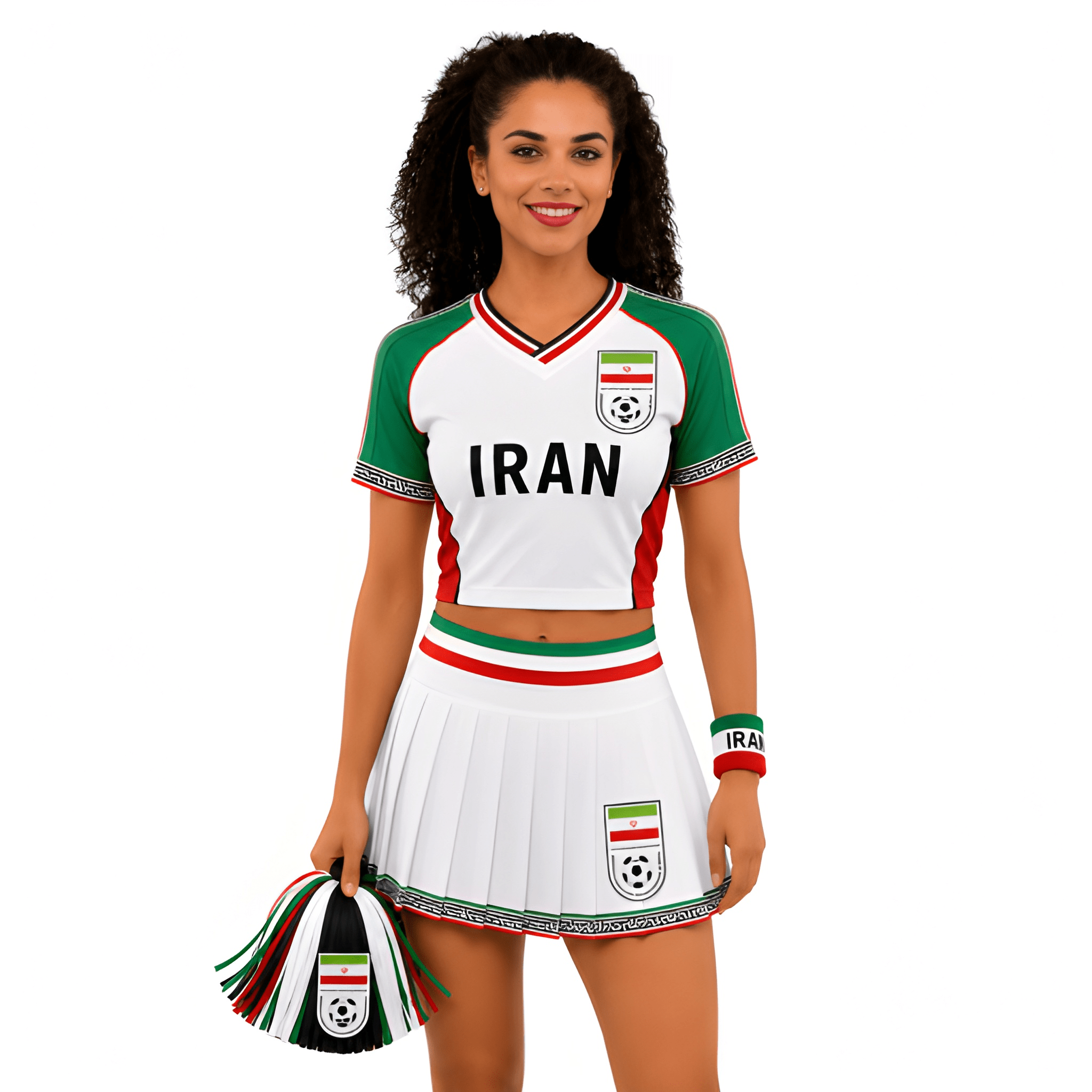 FIFA 2026 Iran Football Themed Two Piece Skirt Set For Women
