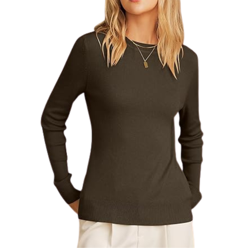 Womens Wool Blend Crew Neck Fall Casual Sweater