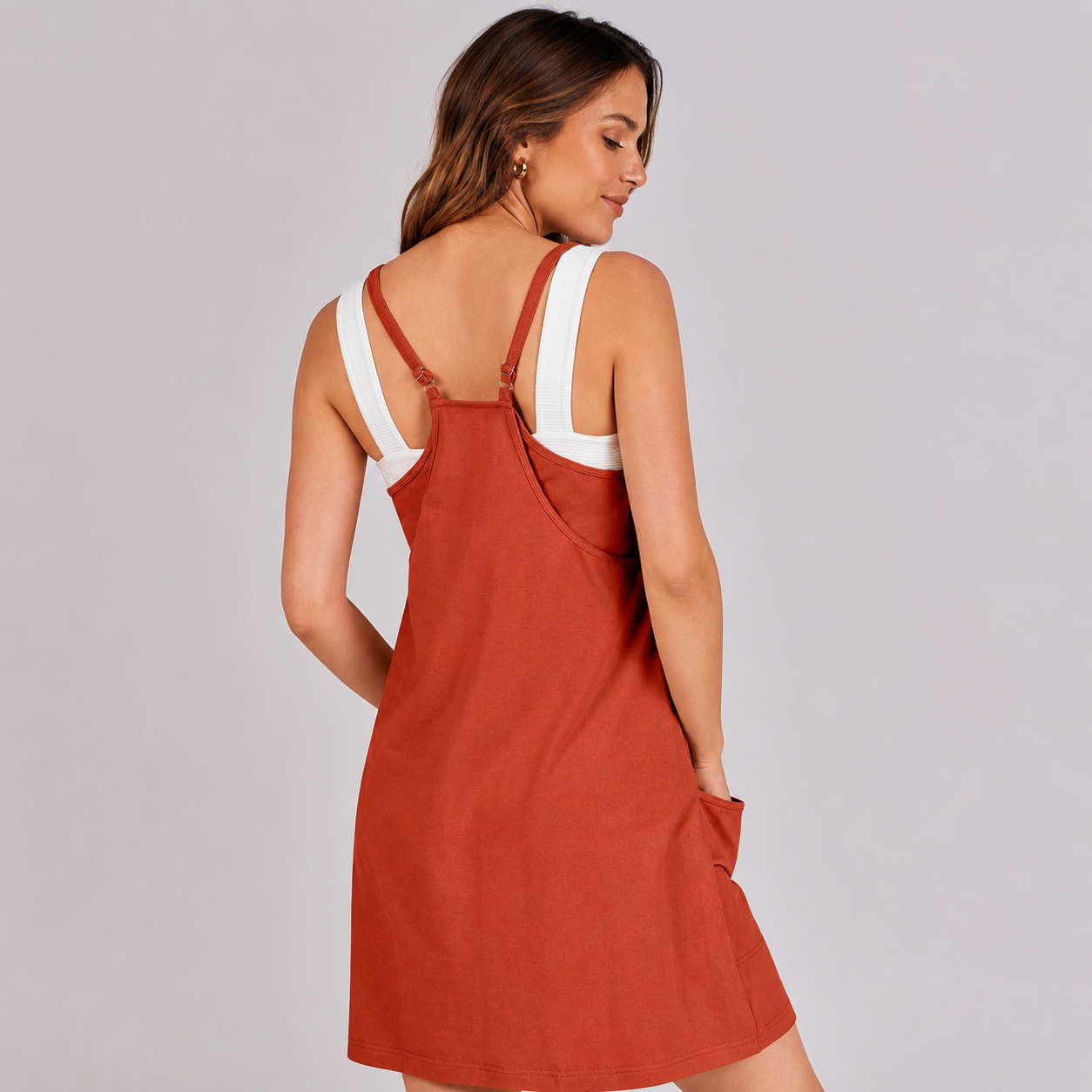 Athletic Tennis Sports Built in Shorts Mini Romper Dress For Women