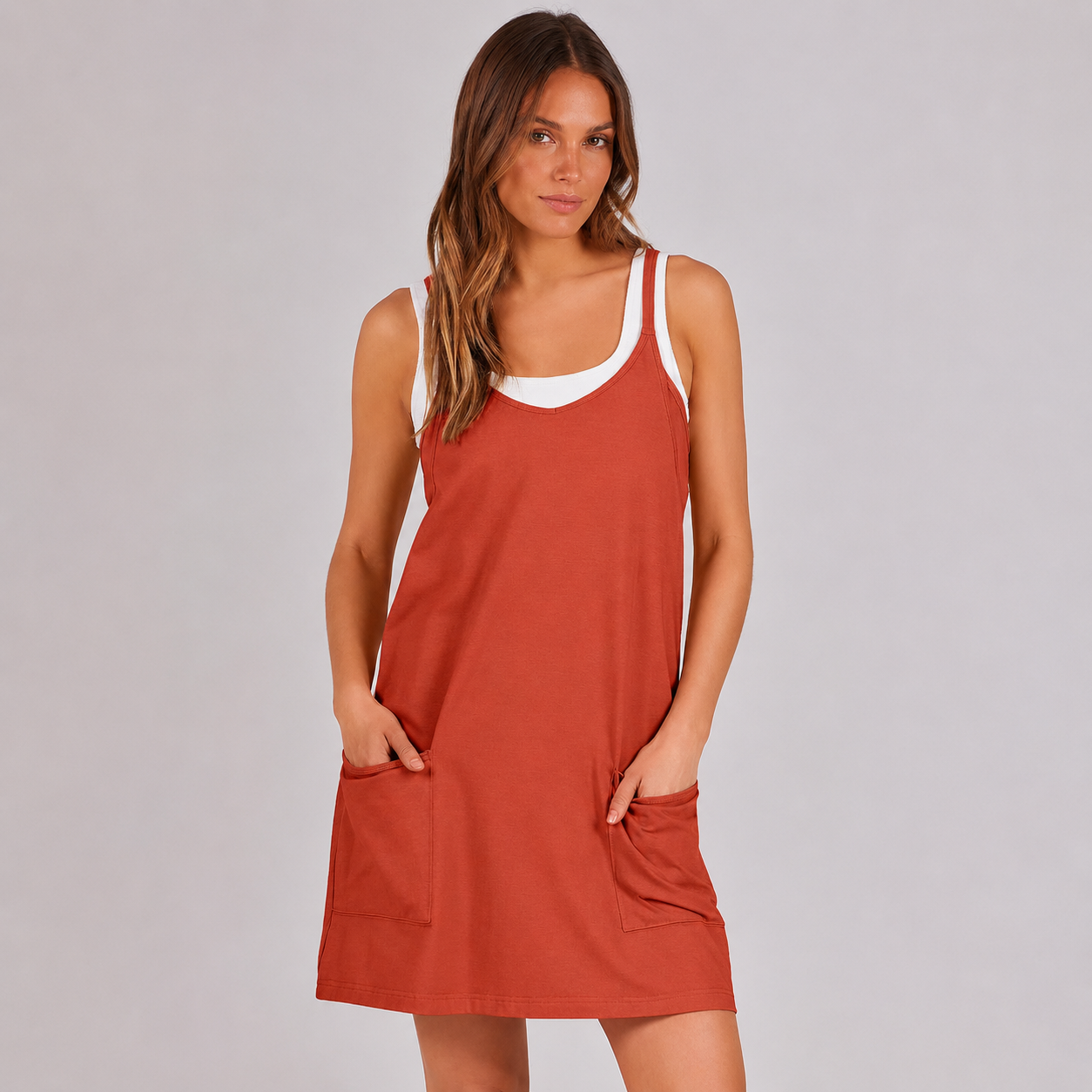 Athletic Tennis Sports Built in Shorts Mini Romper Dress For Women