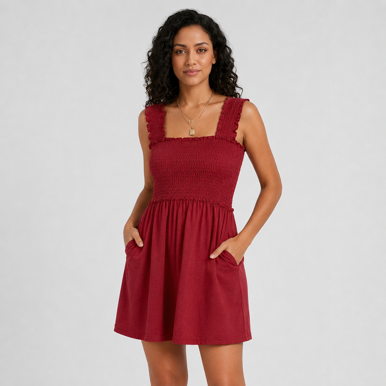 Smocked Loose Sleeveless Jumpsuit Romper For Women