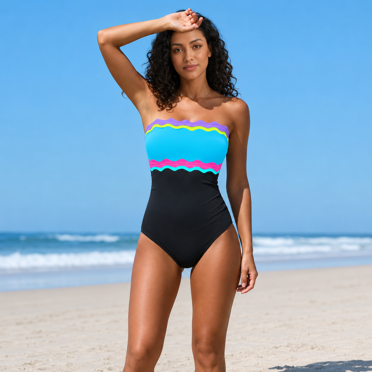 One Piece Tummy Control Strapless Swimsuits For Women