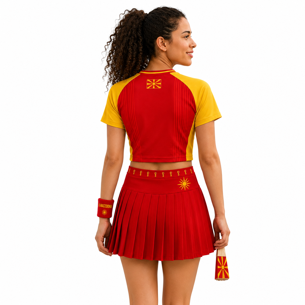 FIFA 2026 North Macedonia Football Themed Two Piece Skirt Set For Women