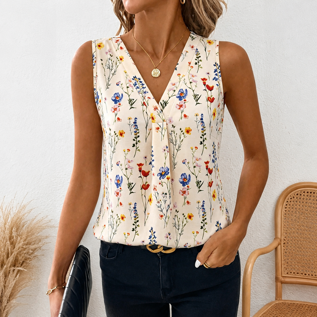 Casual Printed Sleeveless Tank Top For Women