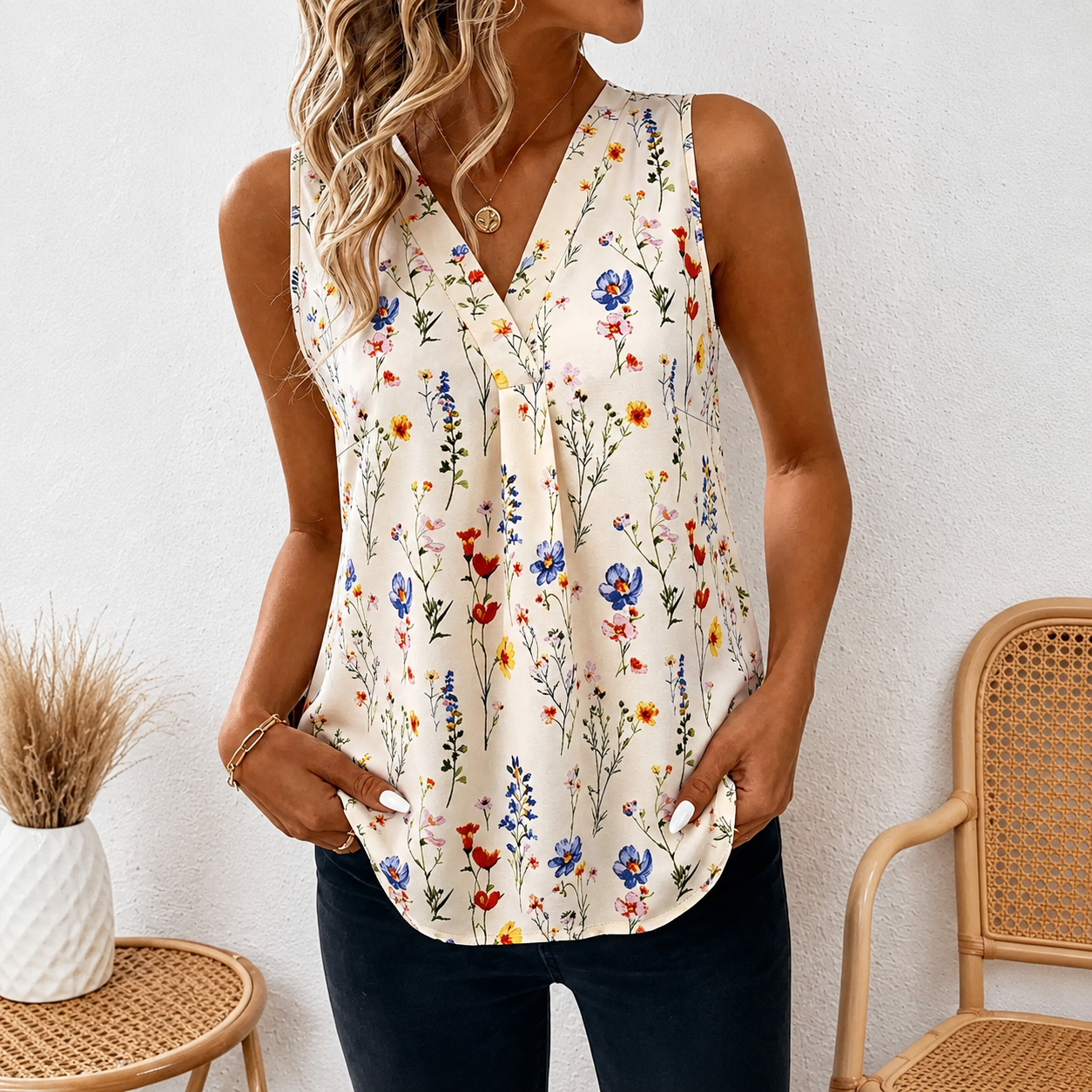 Casual Printed Sleeveless Tank Top For Women