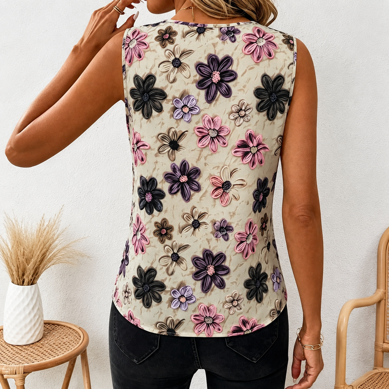 Casual Printed Sleeveless Tank Top For Women
