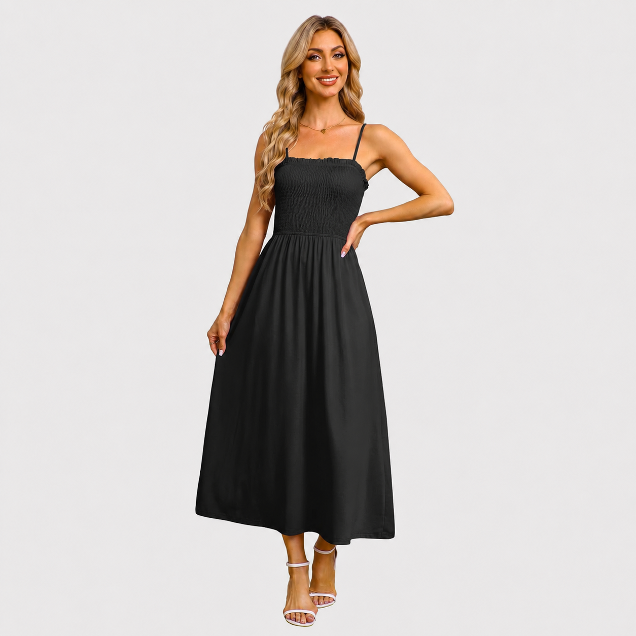 Spaghetti Strap Maxi Sundress With Pockets