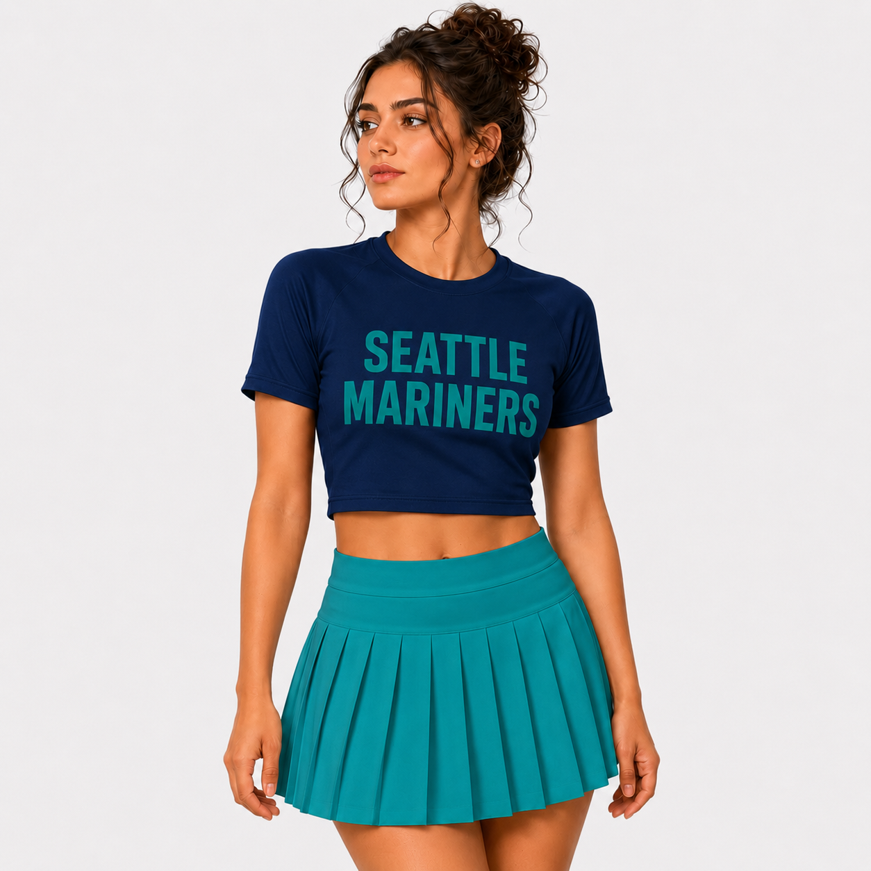 Seattle Mariners Baseball Team Printed Two Piece Top And Skirt Set For Women