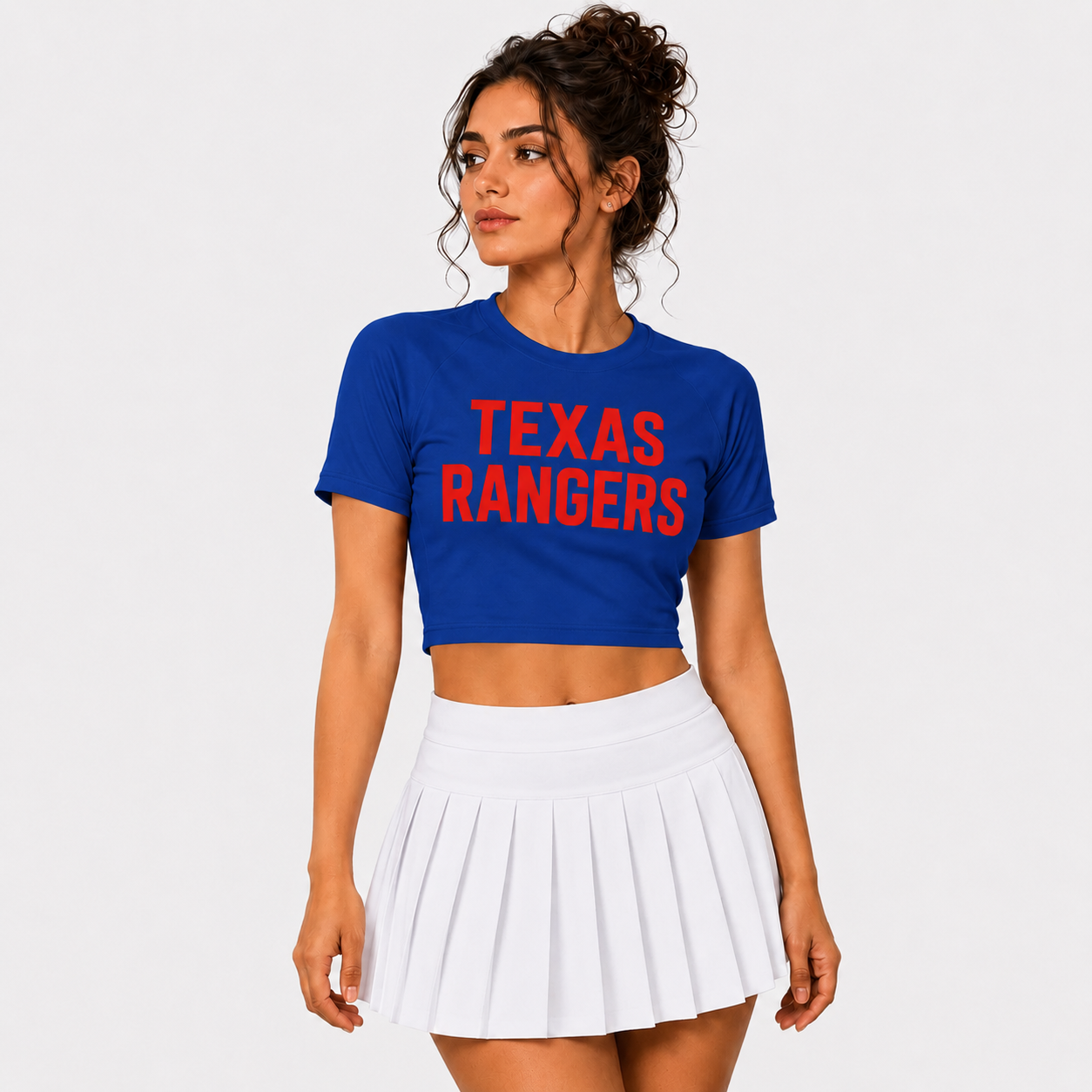 Texas Rangers Baseball Team Printed Two Piece Top And Skirt Set For Women