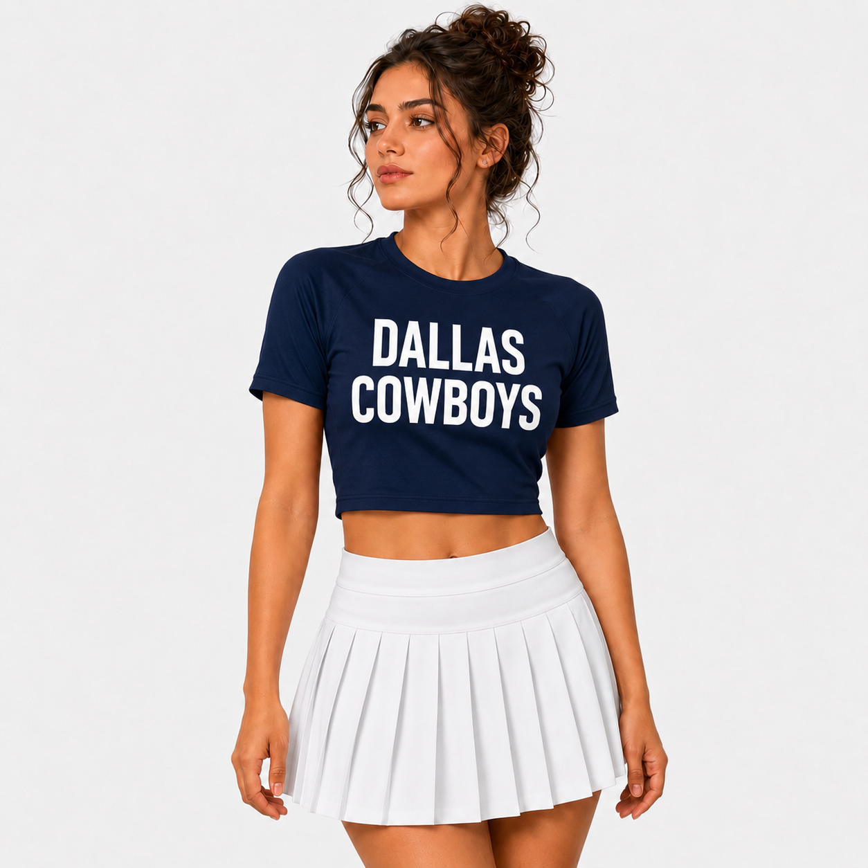 Dallas Cowboys Football Team Printed Two Piece Top And Skirt Set For Women