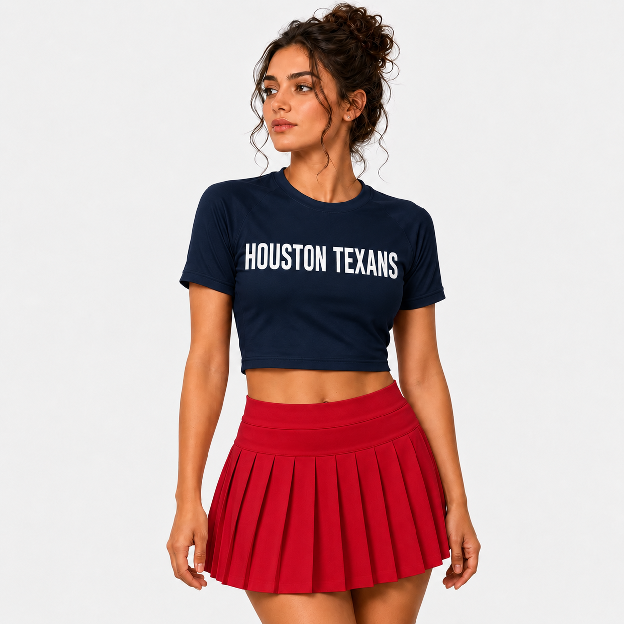 Houston Texans Football Team Printed Two Piece Top And Skirt Set For Women