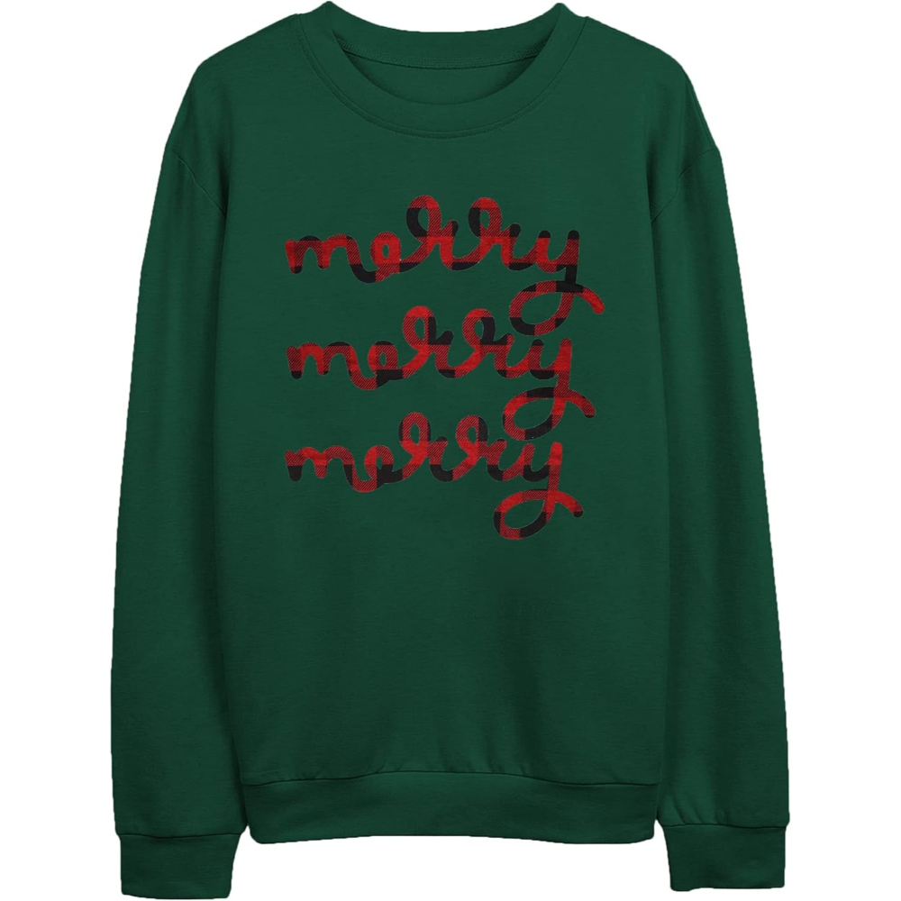 Christmas Sweatshirts With Merry And Bright Holiday Print For Women