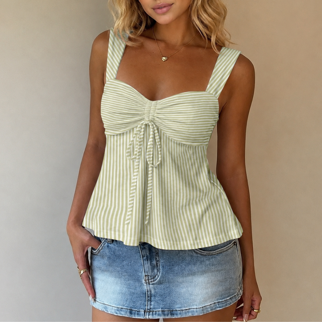 Casual Minimalist Summer Outdoor Top With Drawstring For Women