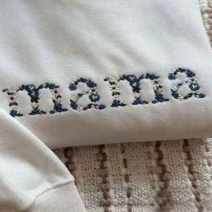 Personalized Mother Day Floral Embroidered Sweatshirt Hoodie Or T Shirt For Mom And Grandma