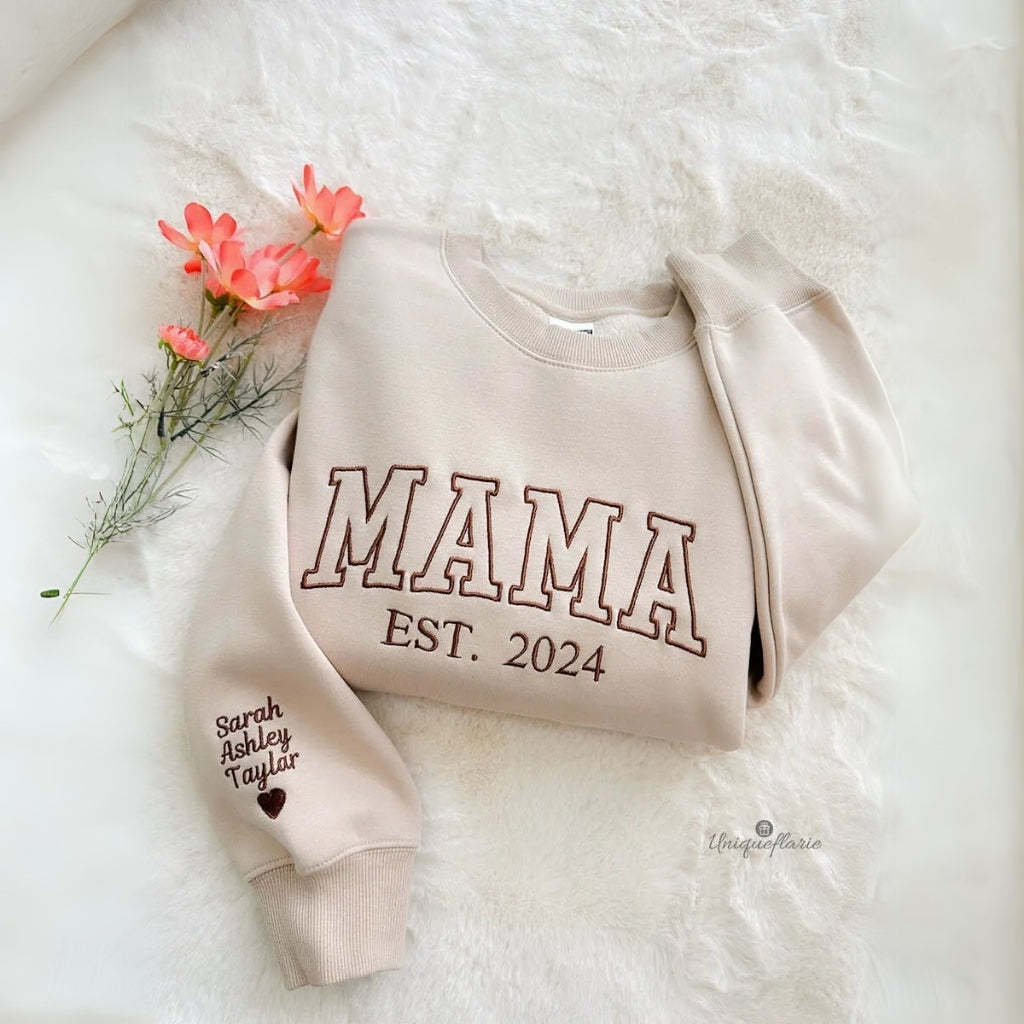 Mama Hoodie With Kids Names Ideal For Mothers Day