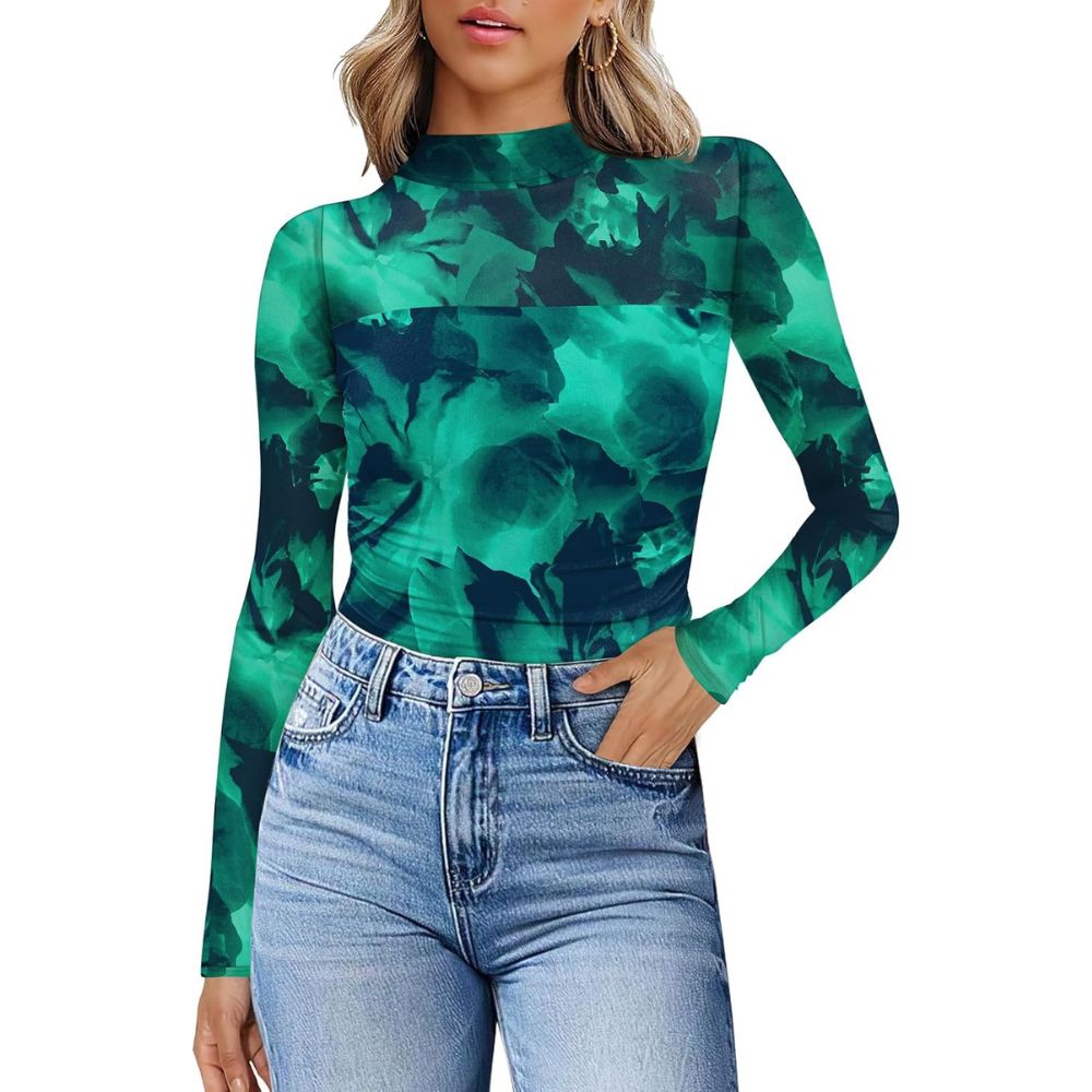 Mesh Long Sleeve Shirts Fashion Clothing Turtle Necks