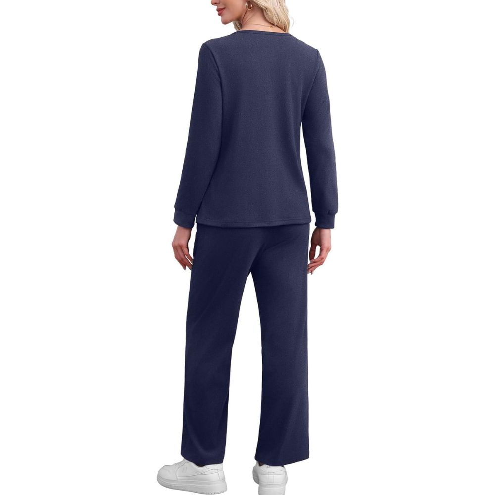 Lounge Sets for Women Two Piece - Button Down Sweatsuit Sweatpant with Pockets